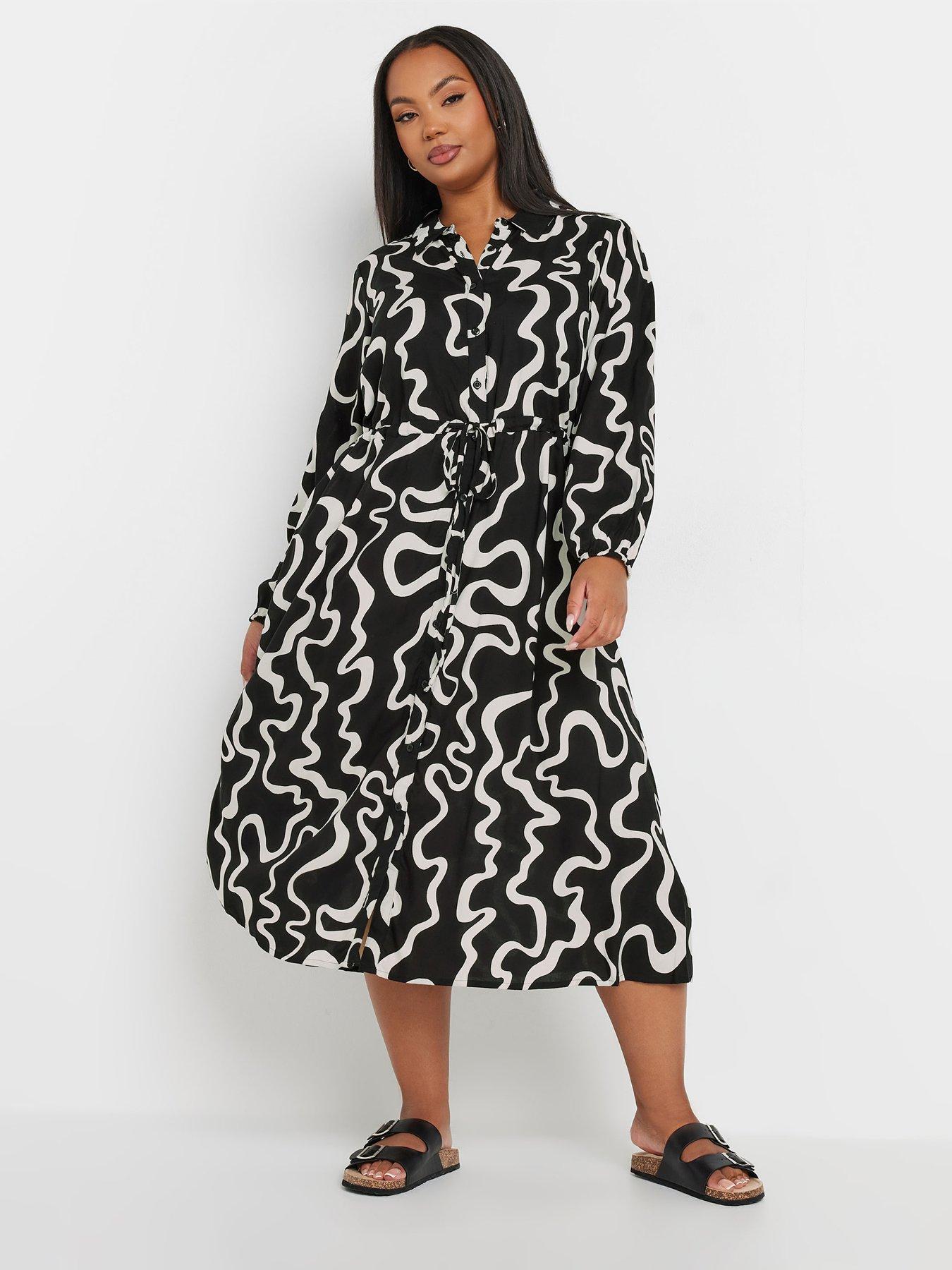 Pour Moi Willow Chiffon Long Sleeve Midaxi Shirt Dress | Very.co.uk