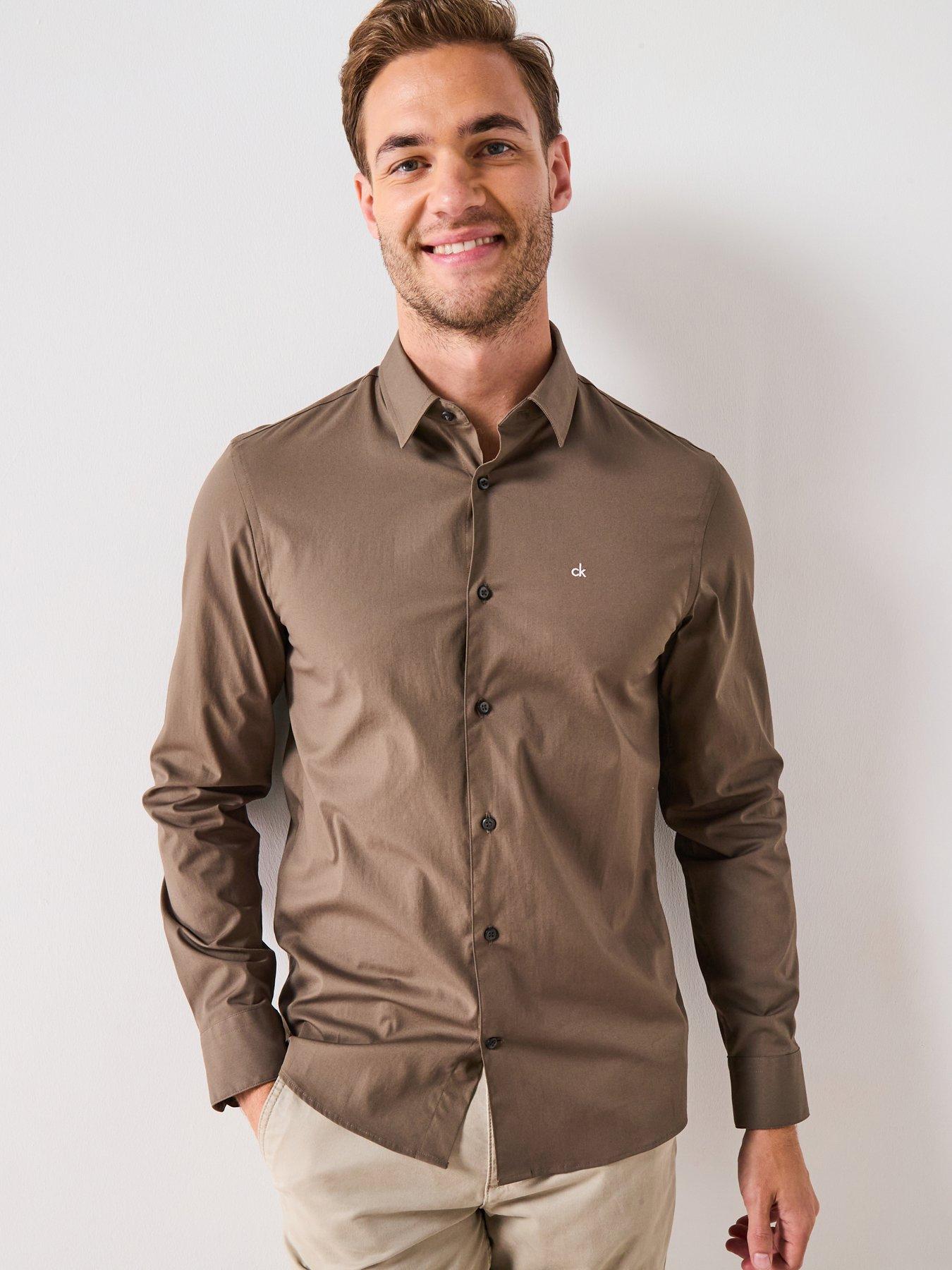 undefined Poplin Stretch Slim Fit Shirt - Dark Grey