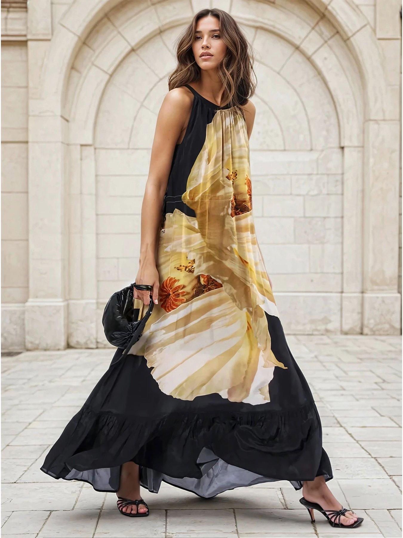 undefined Halterneck Maxi Dress - Yellow