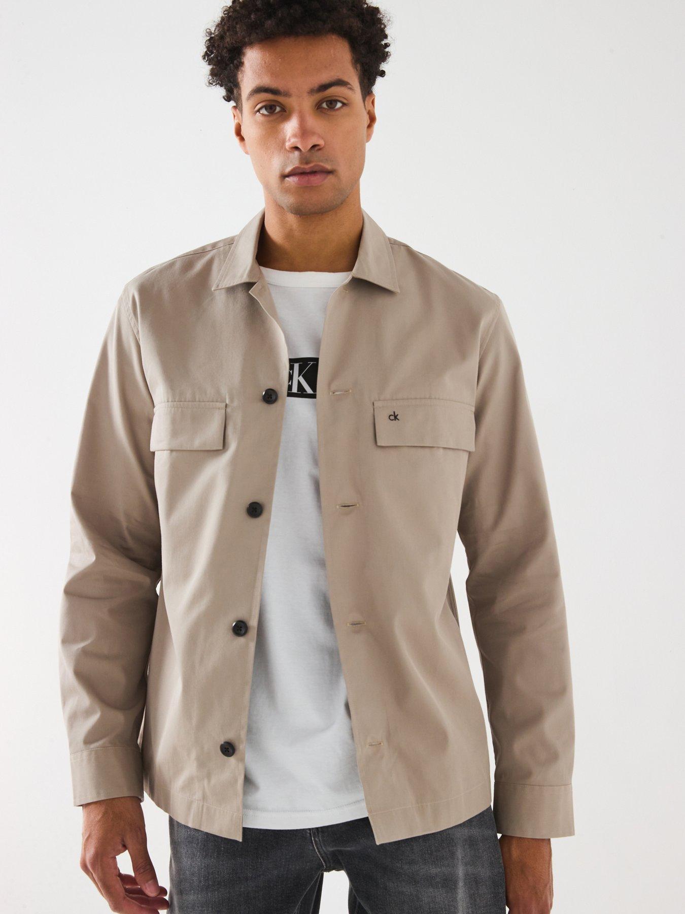 undefined Cotton Blend Button Through Overshirt - Khaki