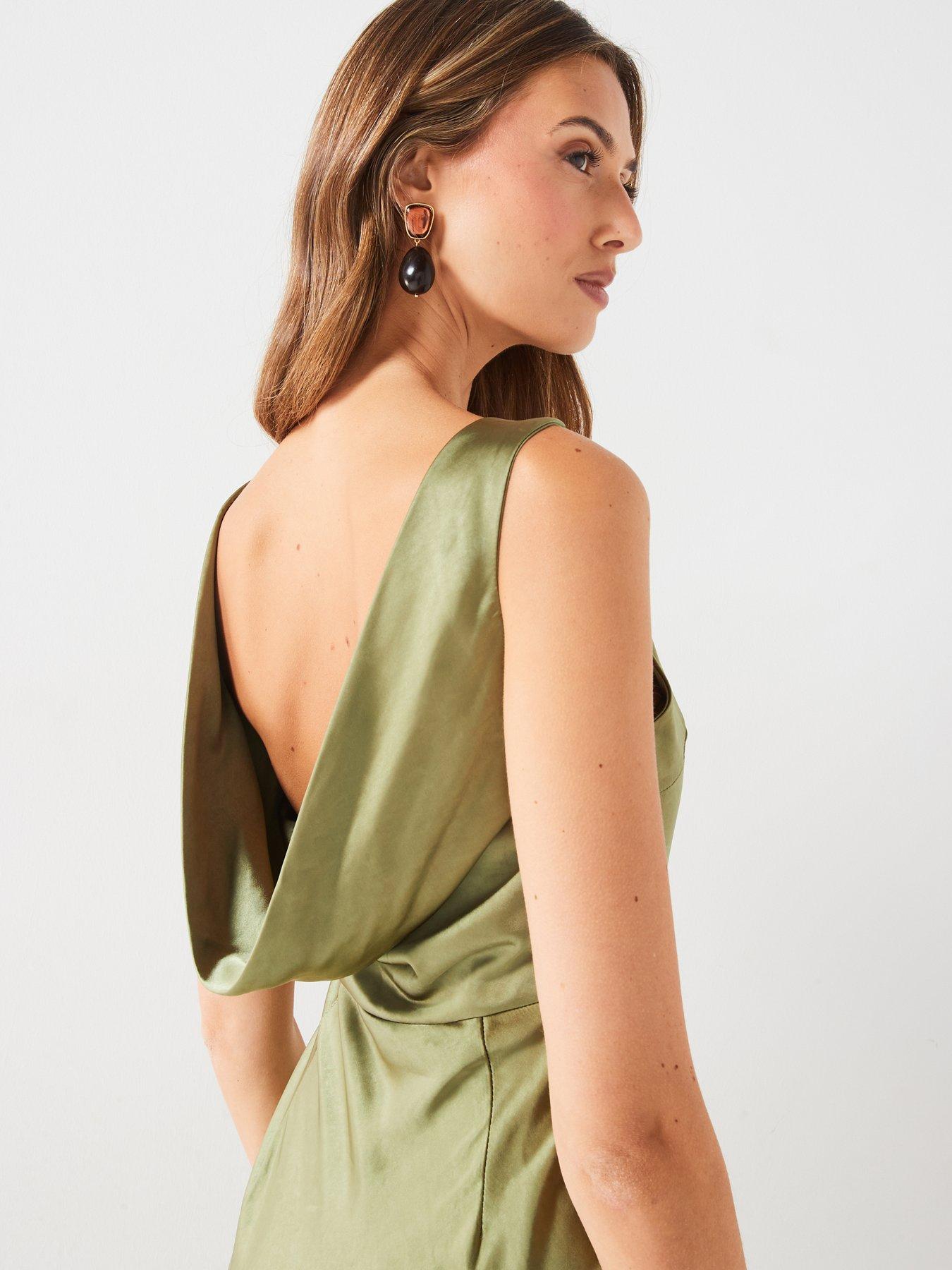 cowl back bridesmaid dress uk M481C | Delicate Hand Beaded & Cowl Back Dress