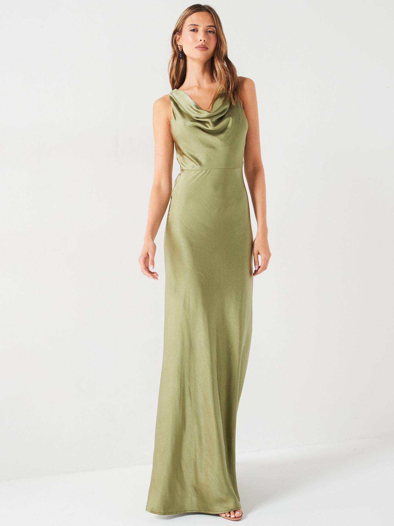 slim fit dress slacks Halter Moss Green Sheath Bridesmaid Dress – Dressesforparty main image 1