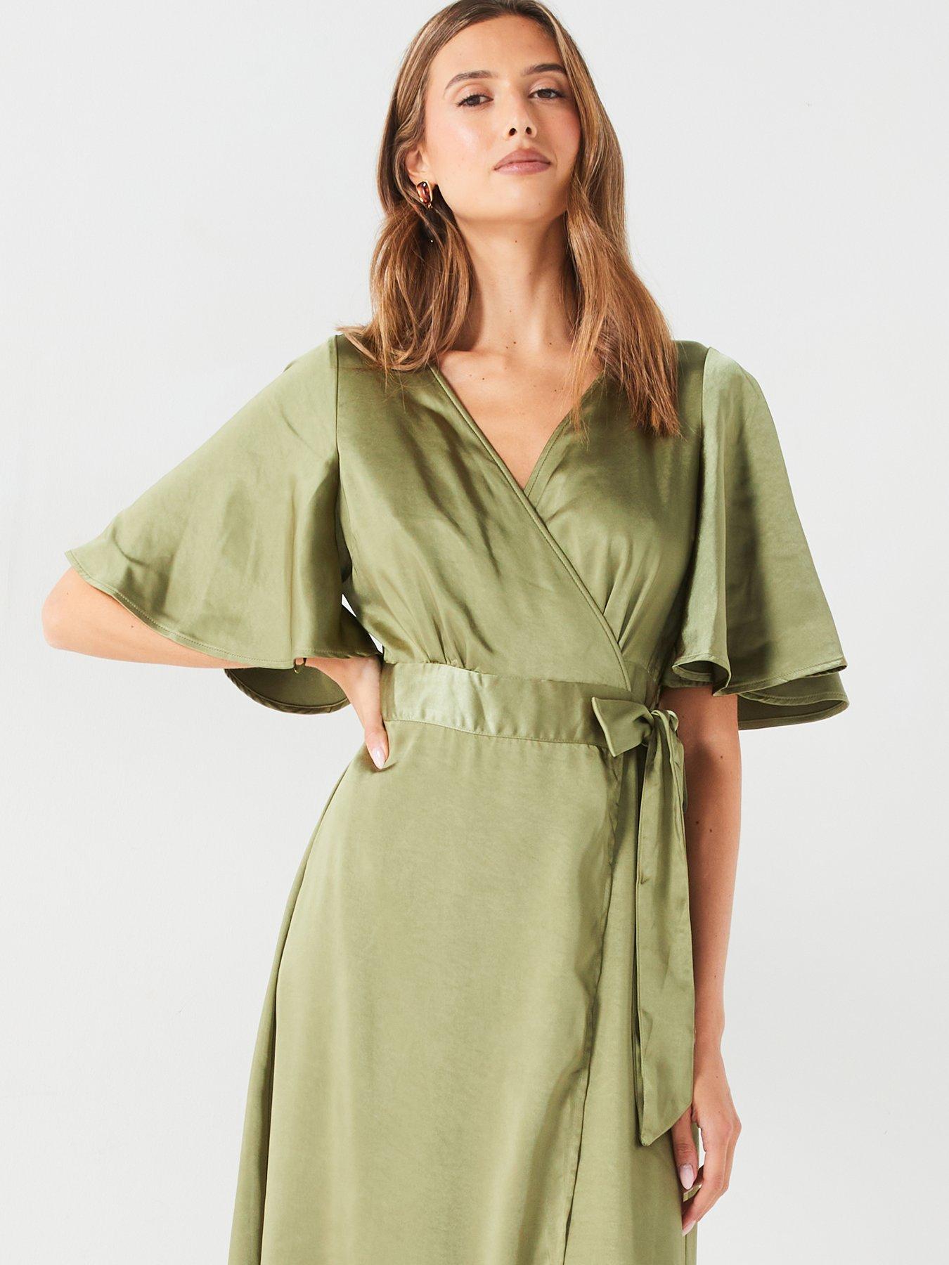 off the shoulder sage green bridesmaid dresses KissProm main image 1