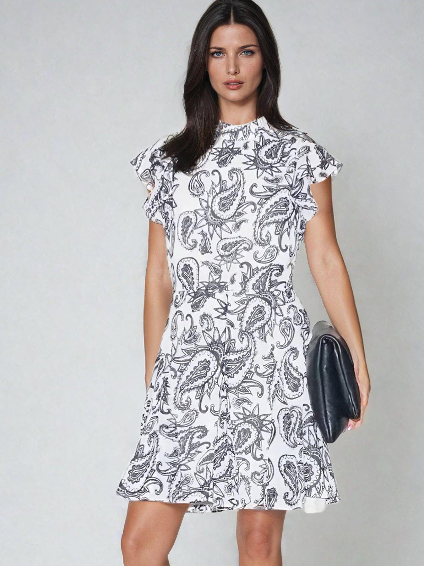 undefined High Neck Shift Dress - Multi