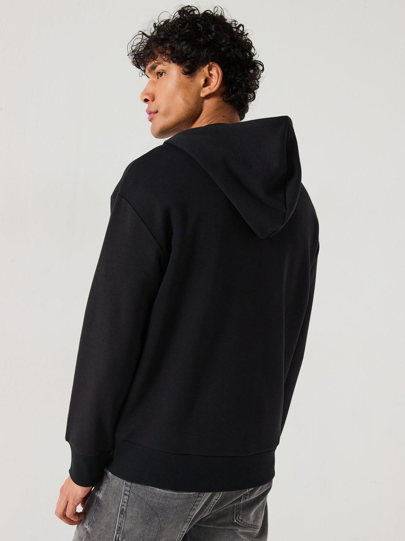 Image 2 of 6 of Calvin Klein Nano Logo Half Zip Cotton Modal Hoodie - Black