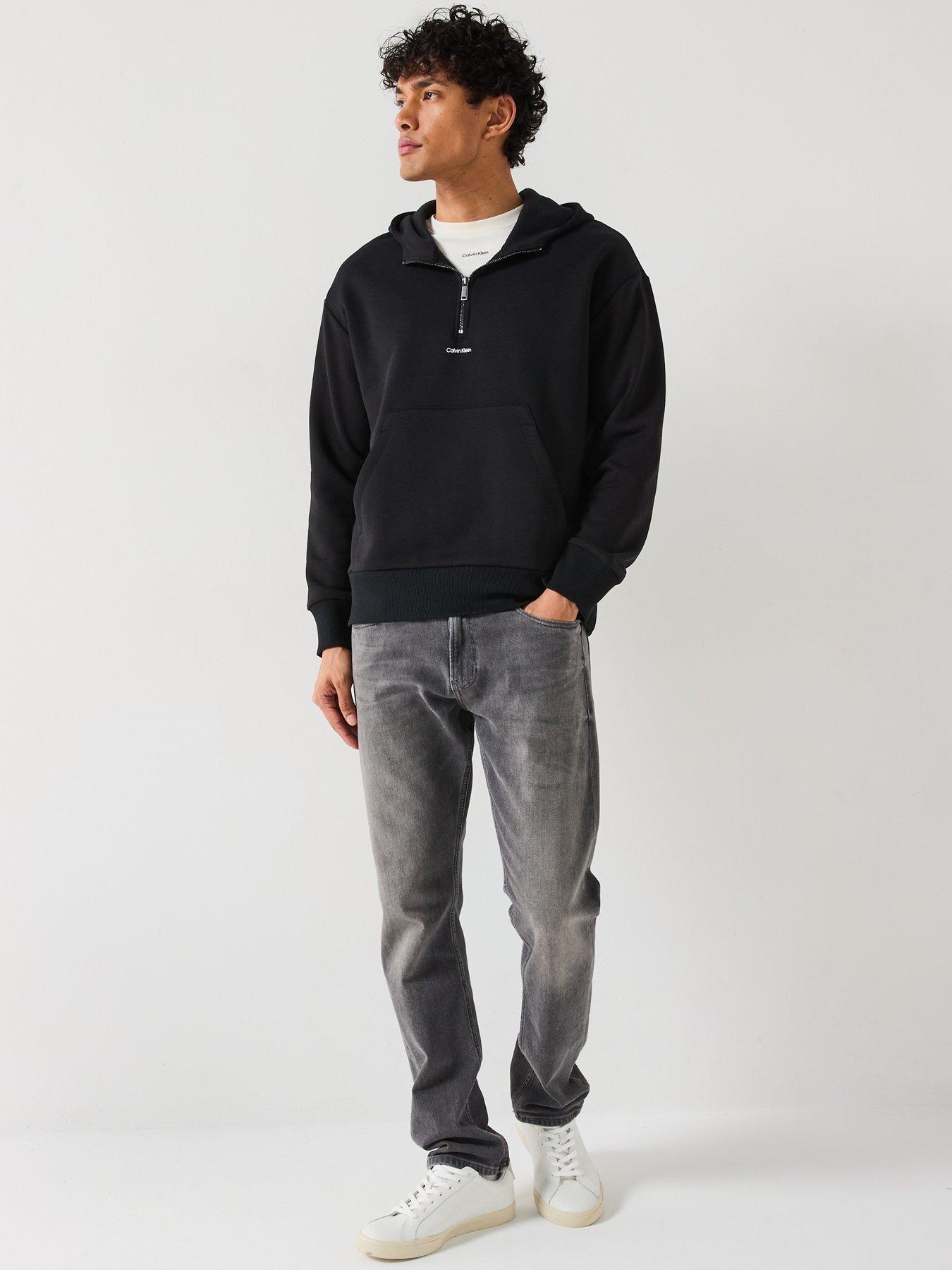 Image 3 of 6 of Calvin Klein Nano Logo Half Zip Cotton Modal Hoodie - Black
