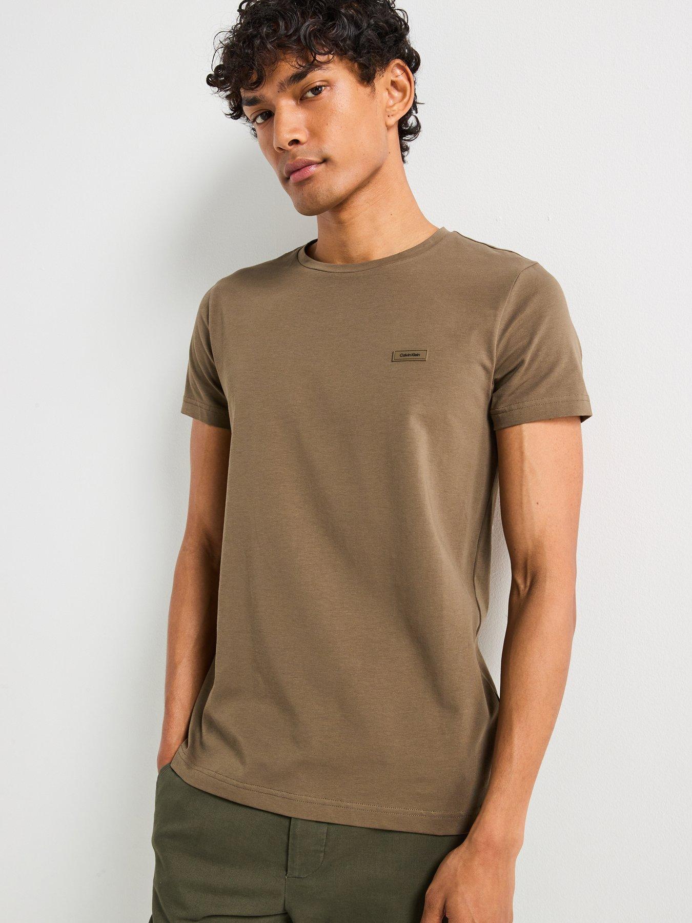 undefined Stretch Slim Fit Left Chest Logo T-Shirt - Dark Stone