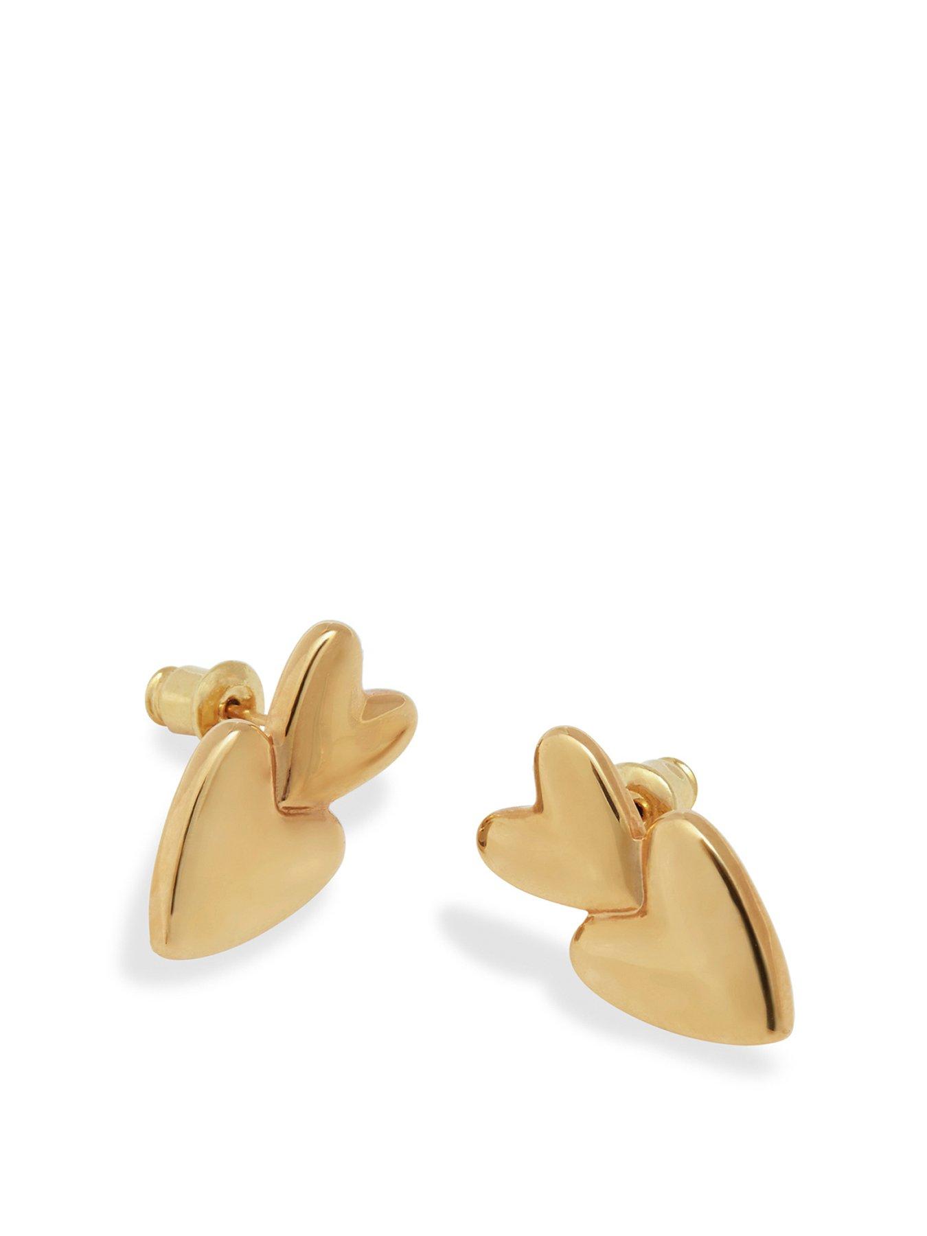 Product photograph of Katie Loxton Eros Heart Waterproof Gold Earrings from very.co.uk