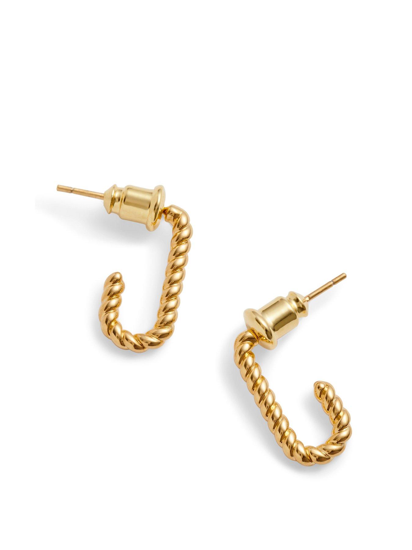 Product photograph of Katie Loxton Celine Waterproof Gold Rope Hoop Earrings from very.co.uk