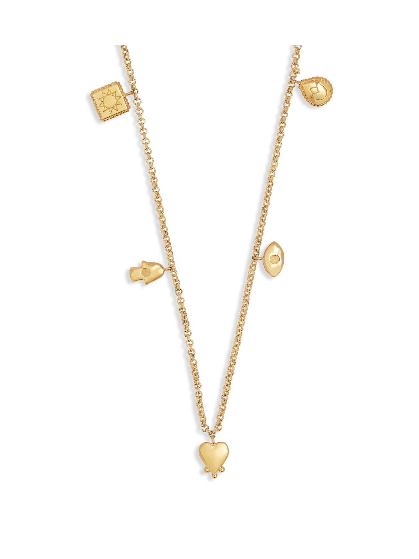 Product photograph of Katie Loxton Boheme Waterproof Gold Charm Necklace from very.co.uk