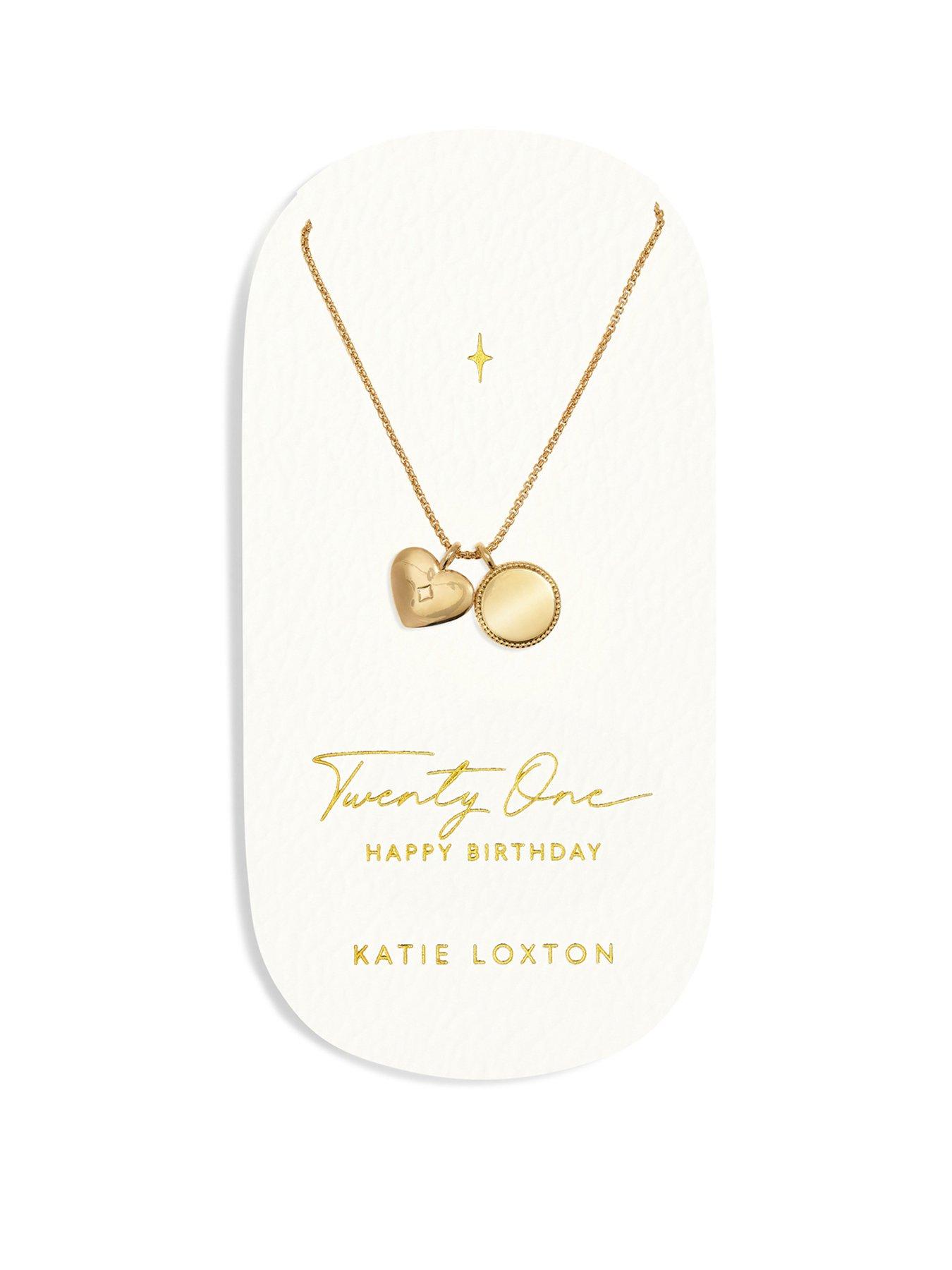 Product photograph of Katie Loxton 21st Birthday Waterproof Gold Necklace from very.co.uk