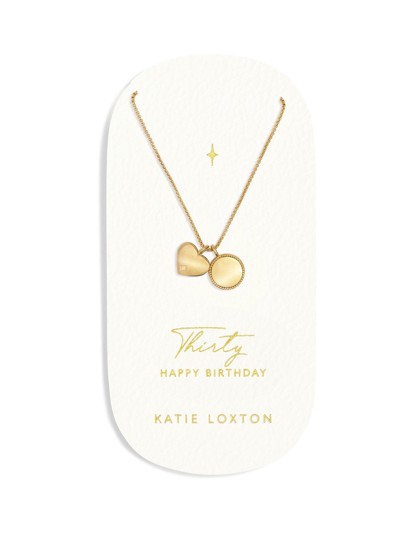 Product photograph of Katie Loxton 30th Birthday Waterproof Gold Necklace from very.co.uk