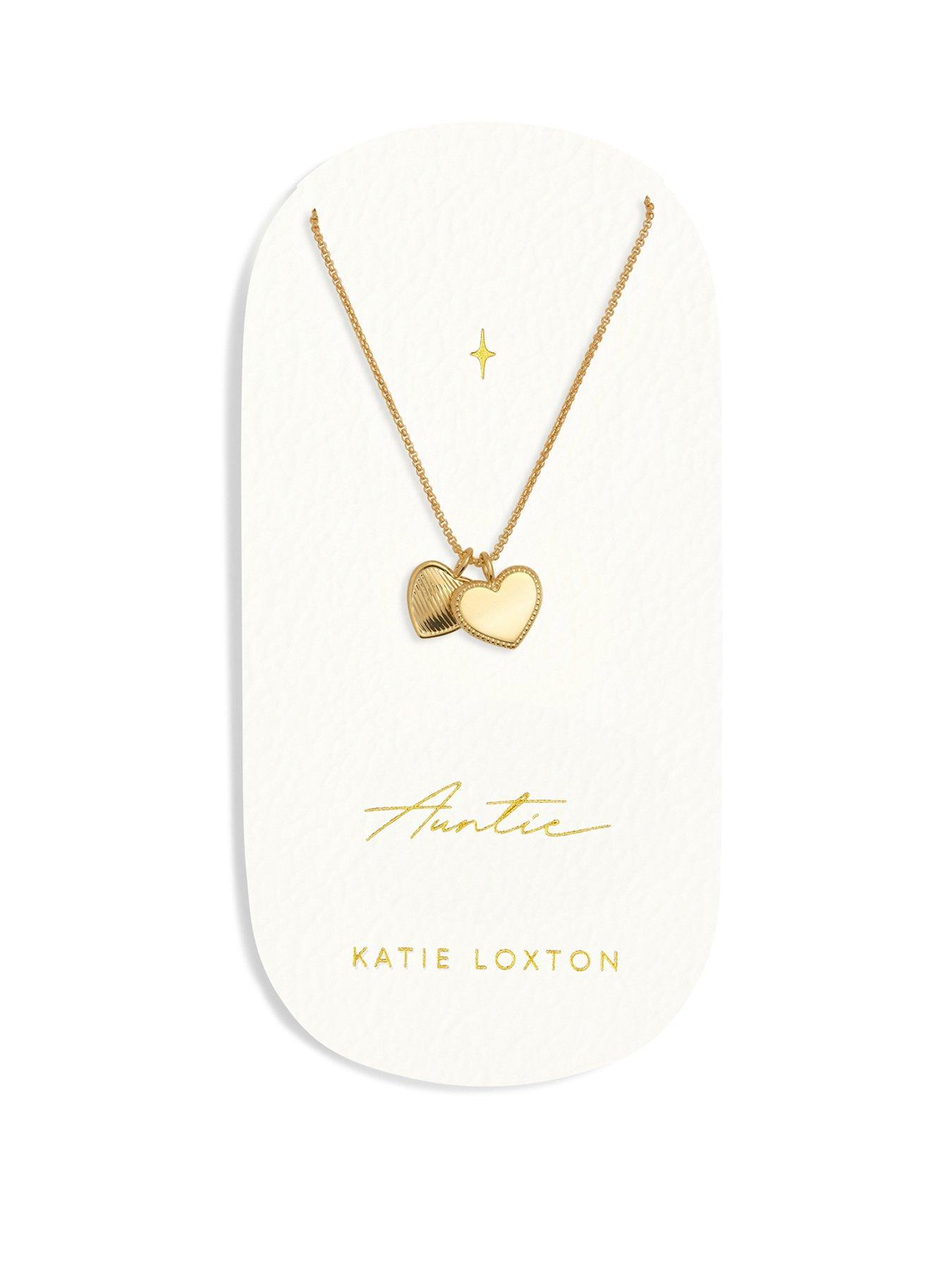 Product photograph of Katie Loxton Auntie Waterproof Gold Necklace from very.co.uk