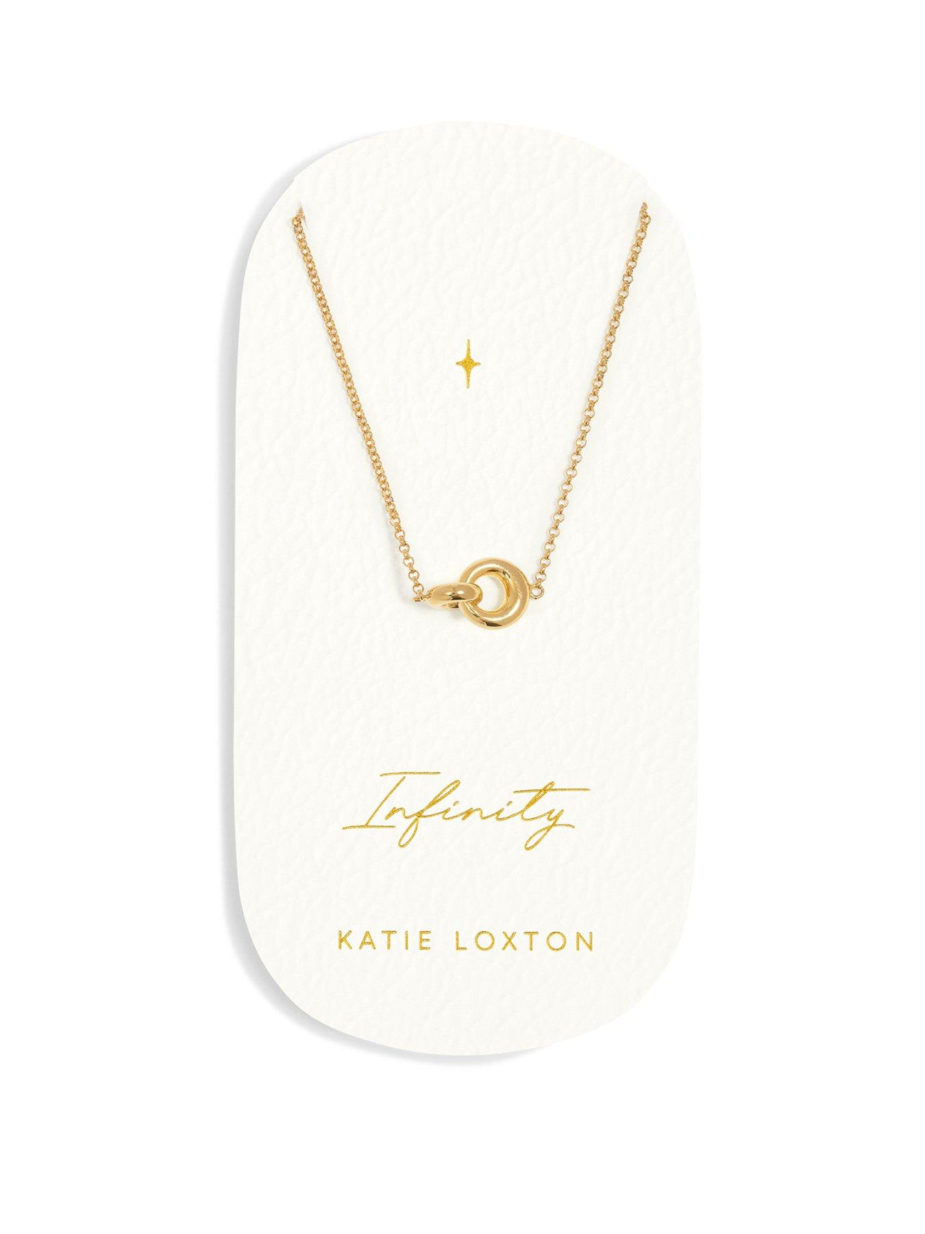 Product photograph of Katie Loxton Infinity Waterproof Gold Necklace from very.co.uk