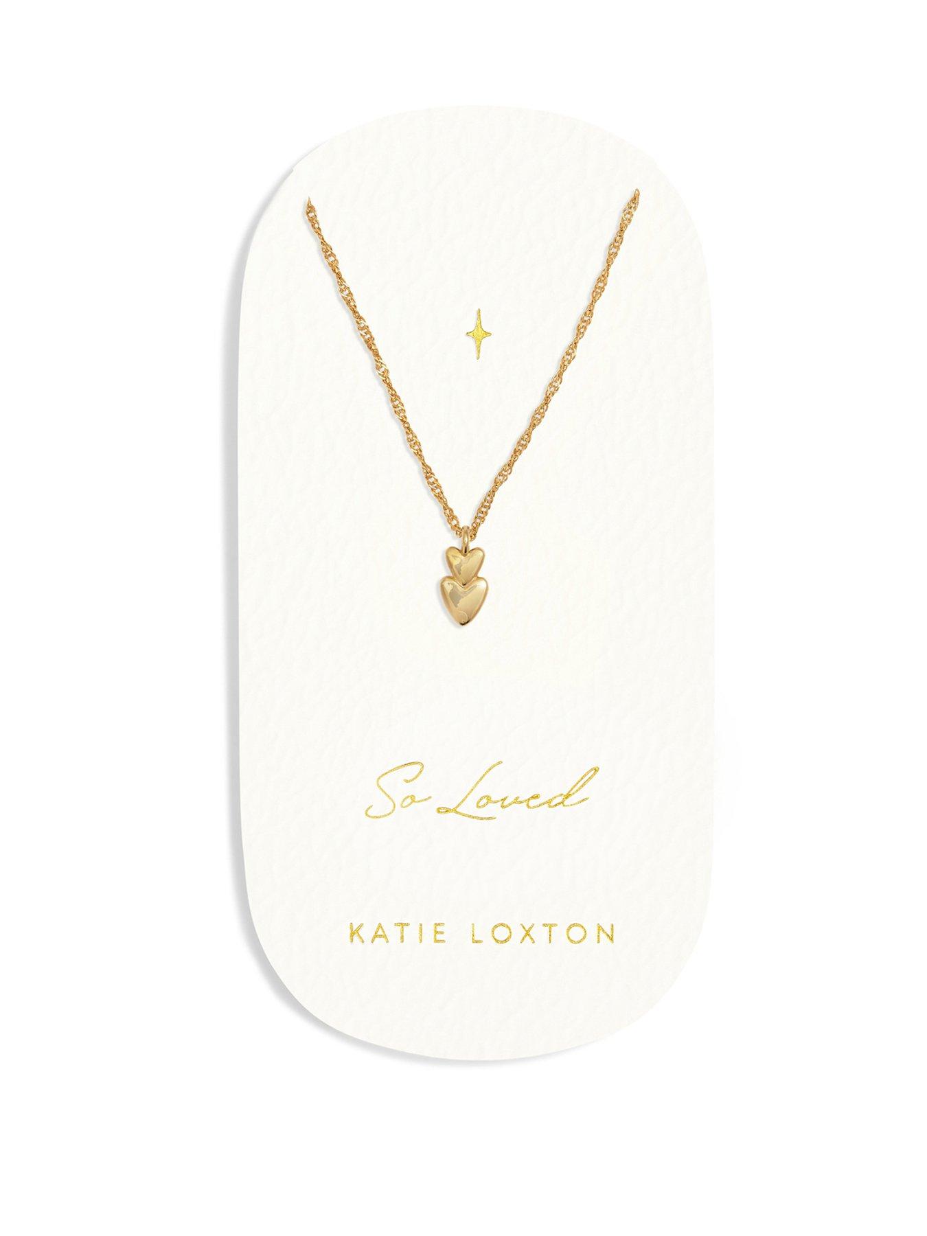 Product photograph of Katie Loxton So Loved Waterproof Gold Necklace from very.co.uk