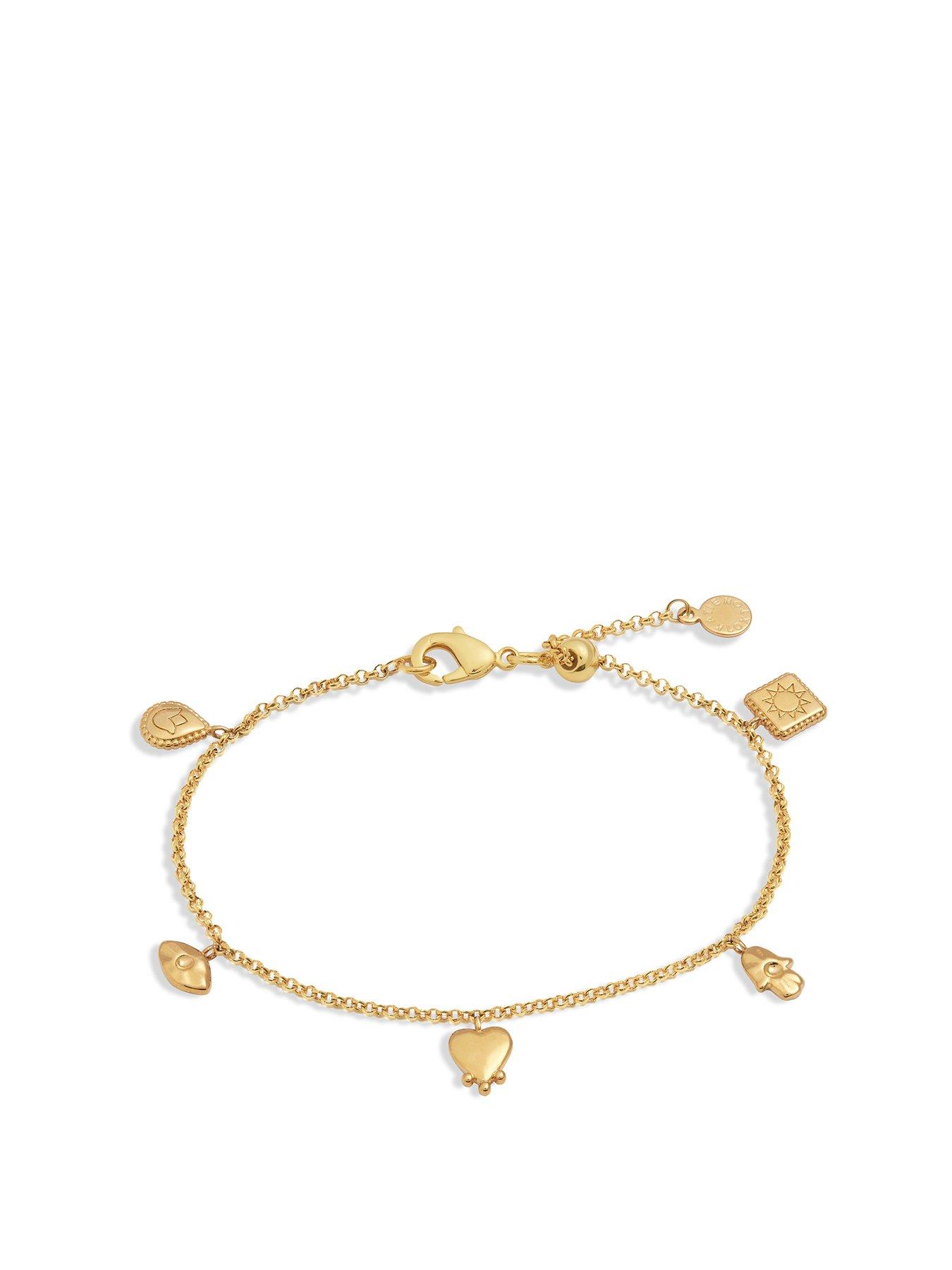 Product photograph of Katie Loxton Boheme Waterproof Gold Charm Bracelet from very.co.uk