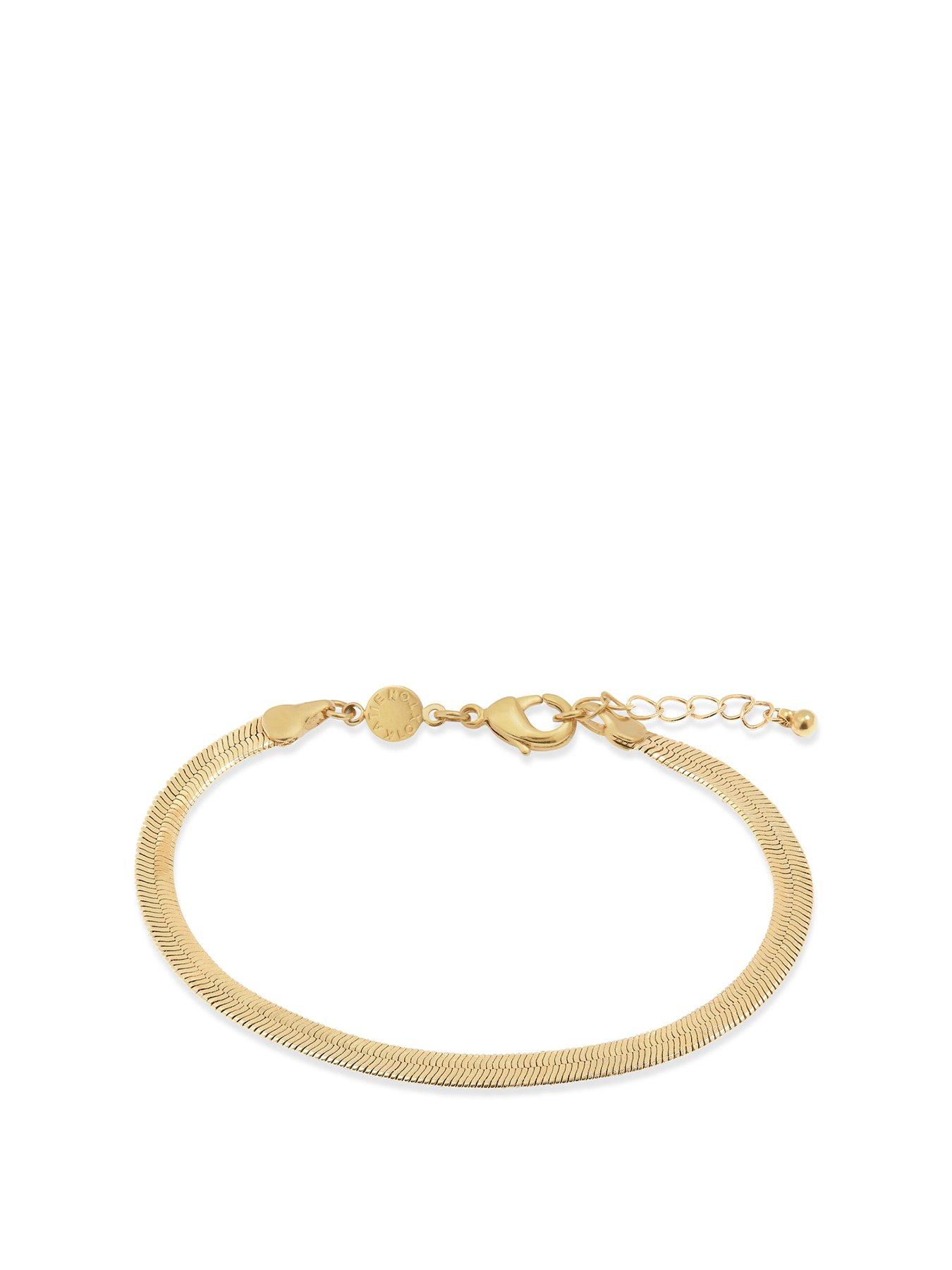 Product photograph of Katie Loxton Ciana Waterproof Gold Snake Chain Bracelet from very.co.uk