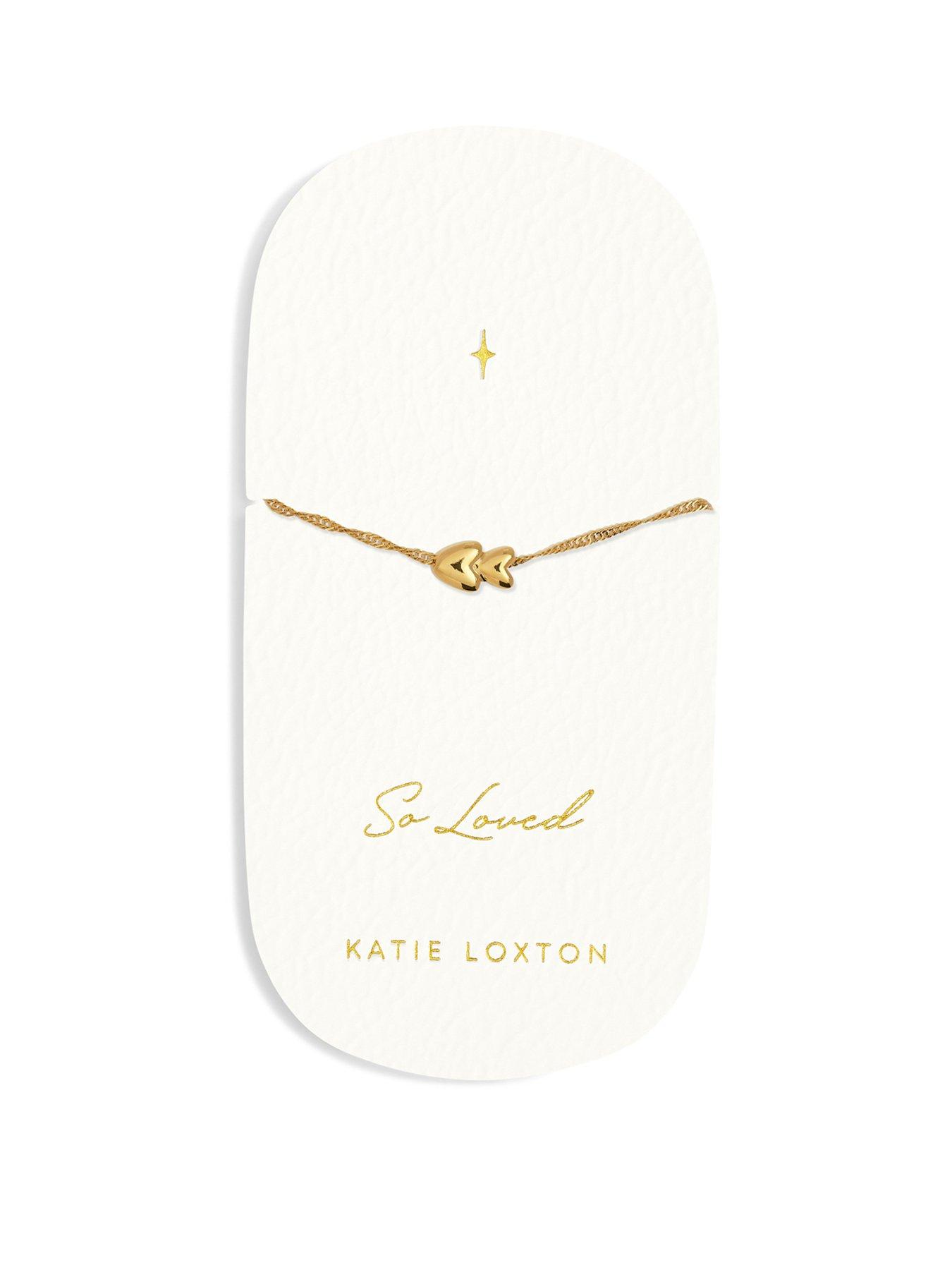 Product photograph of Katie Loxton So Loved Waterproof Gold Sentiment Bracelet from very.co.uk