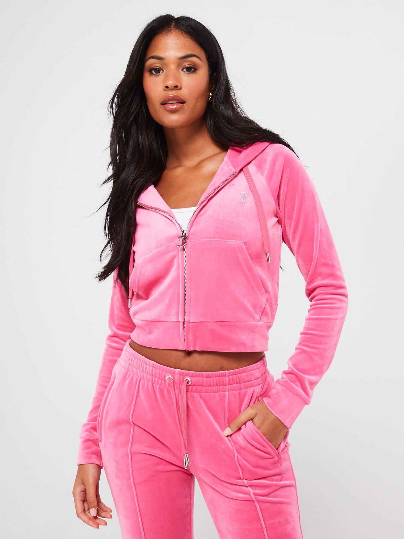 Juicy Couture Madison Diamante Logo Velour Hoodie Pink Very