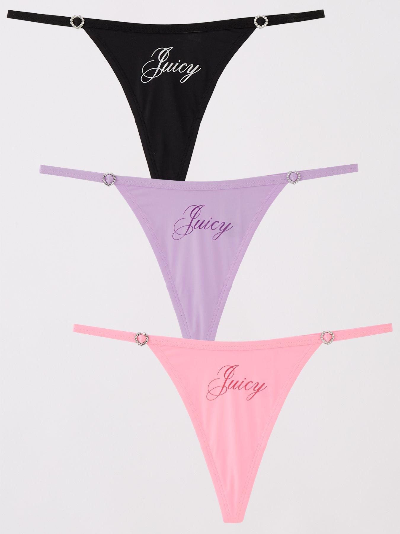undefined 3 Pack Microfibre Thong - Black/Pink/Lilac