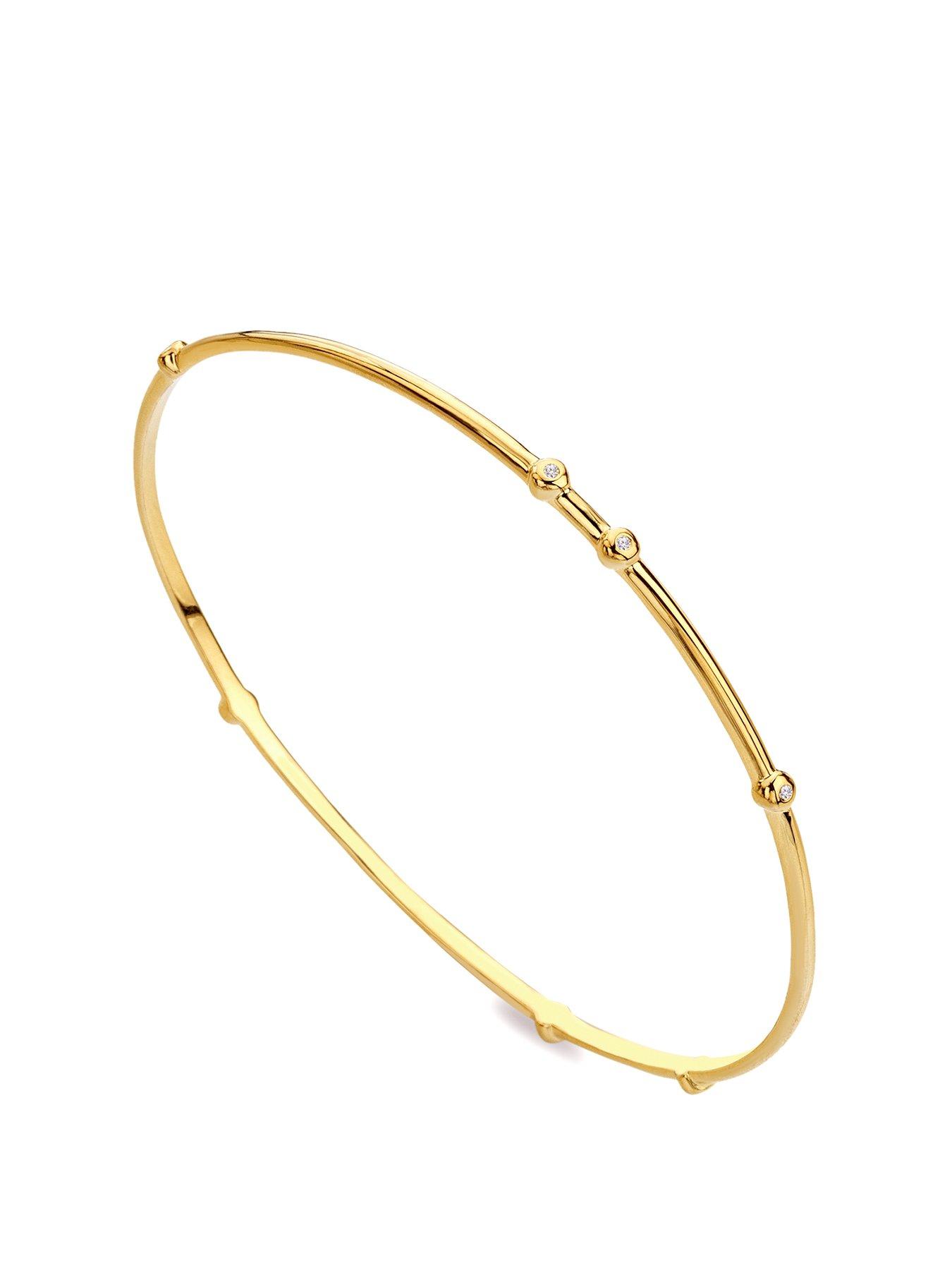 Product photograph of Hot Diamonds Hd X Tg Organic White Topaz Bangle - Gold Plated from very.co.uk