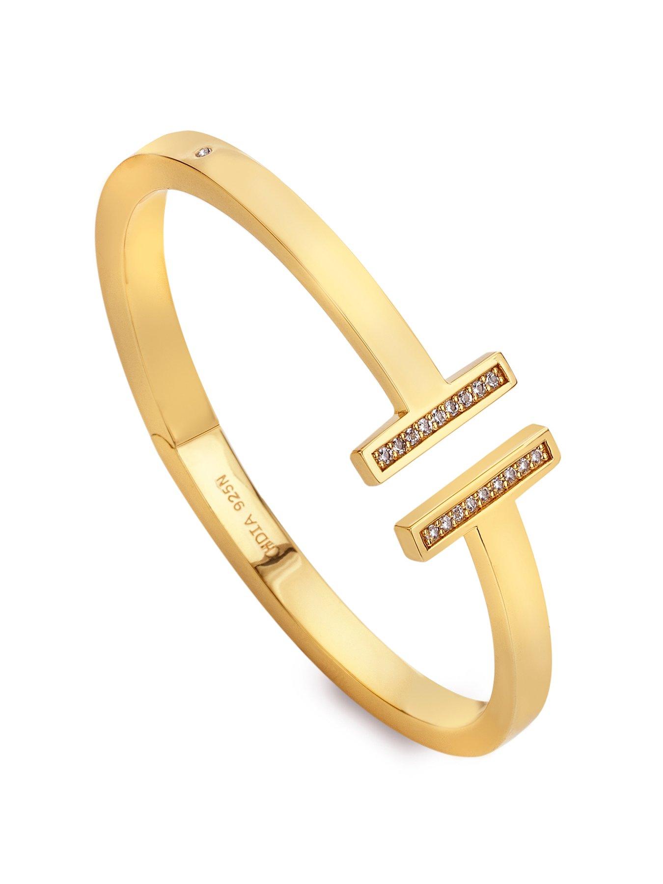 Product photograph of Hot Diamonds Hd X Tg T-bar Bangle - Gold Plated from very.co.uk