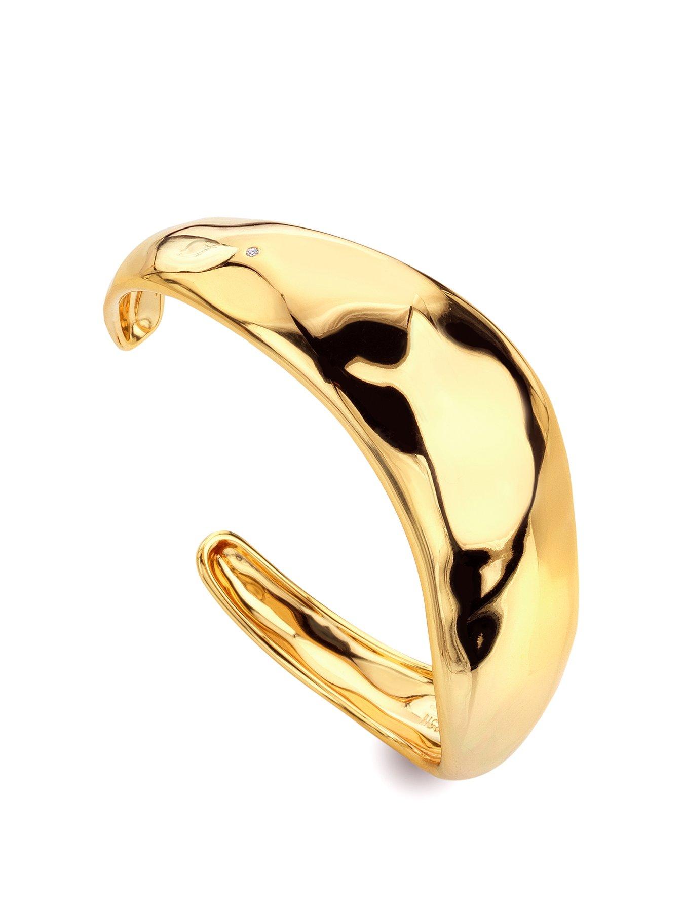 Product photograph of Hot Diamonds Hd X Tg Organic Wave Cuff - Gold Plated from very.co.uk