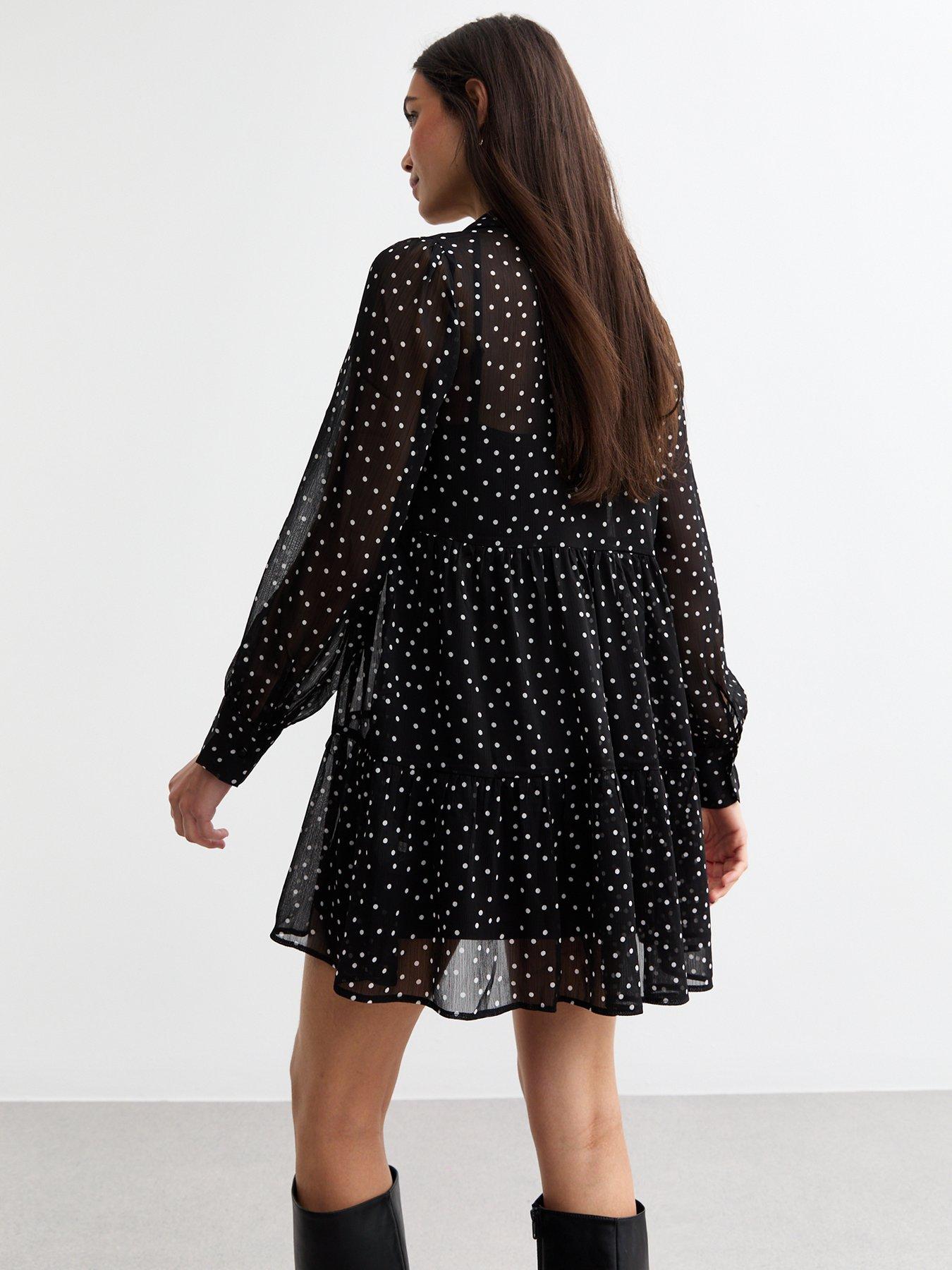 Polka Dot Tiered Belted Mini Dress main image 1