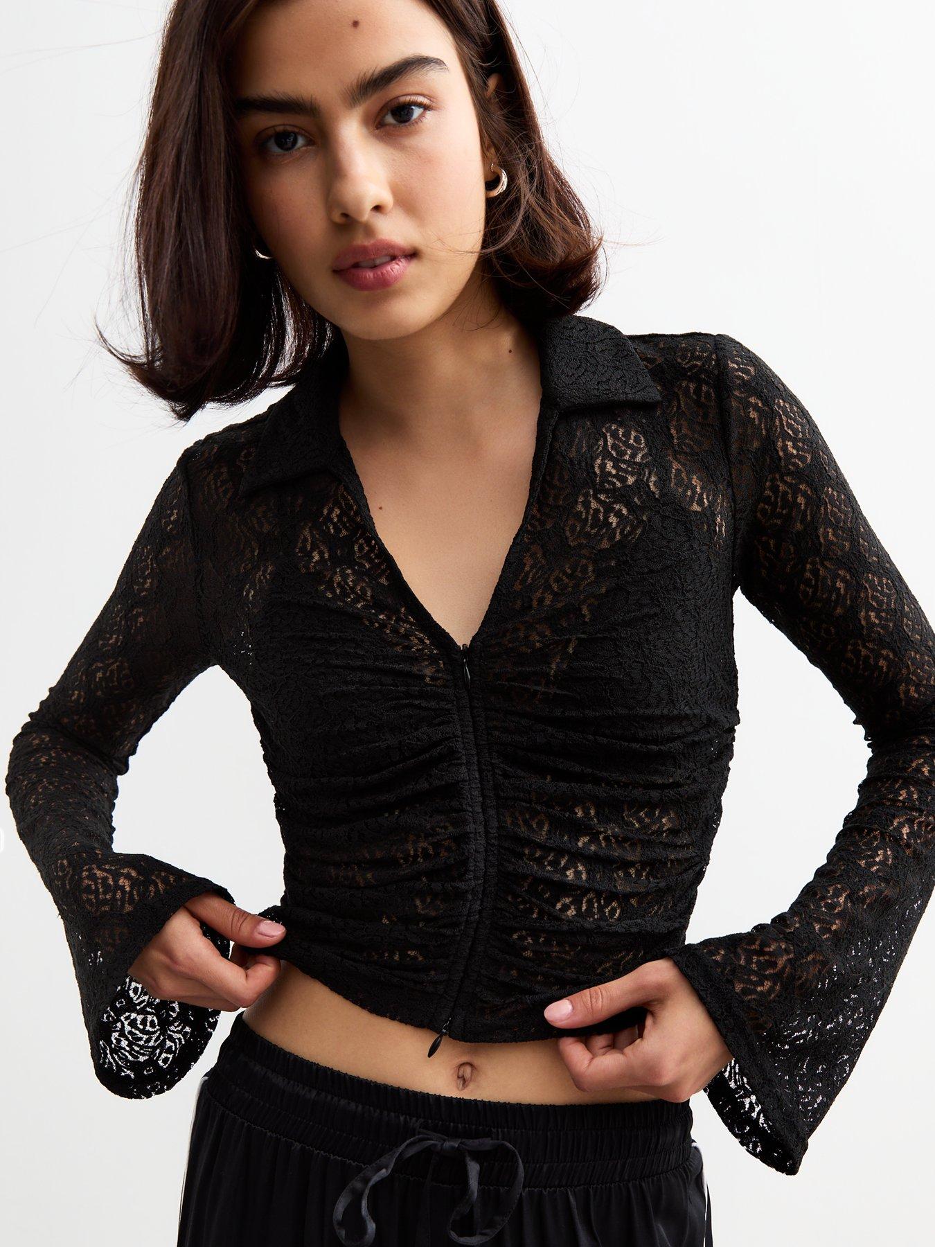 【新品・未使用】(DOT LACE SEE-THROUGH TOP BLACK W5HKB_SQ1_0000000004_BLACK_MDf
