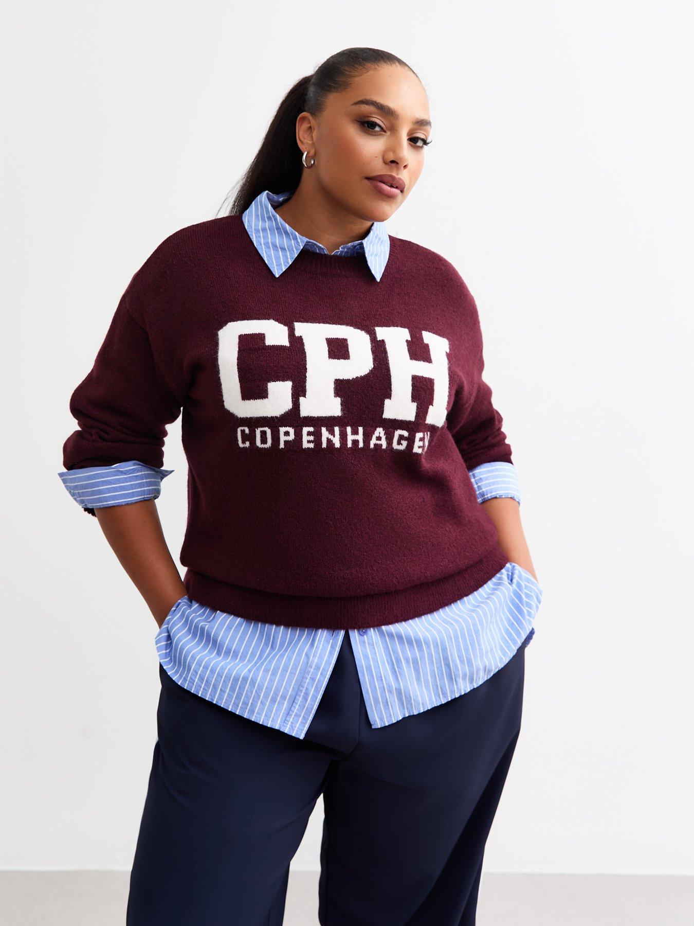 New Look Curves Copenhagen Slogan Jumper Red Very