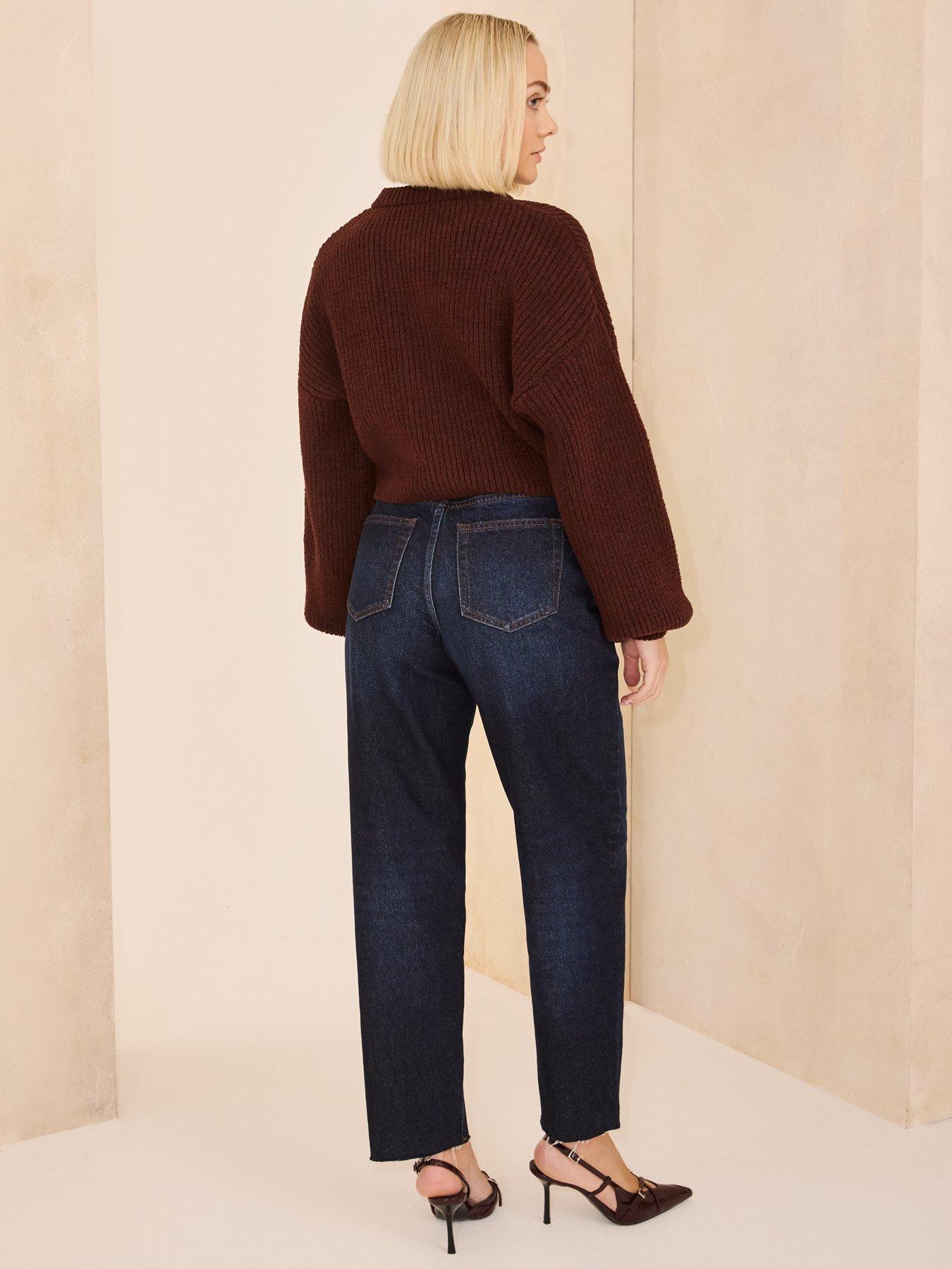 Image 2 of 4 of Michelle Keegan Cropped Chenille Cardigan - Brown