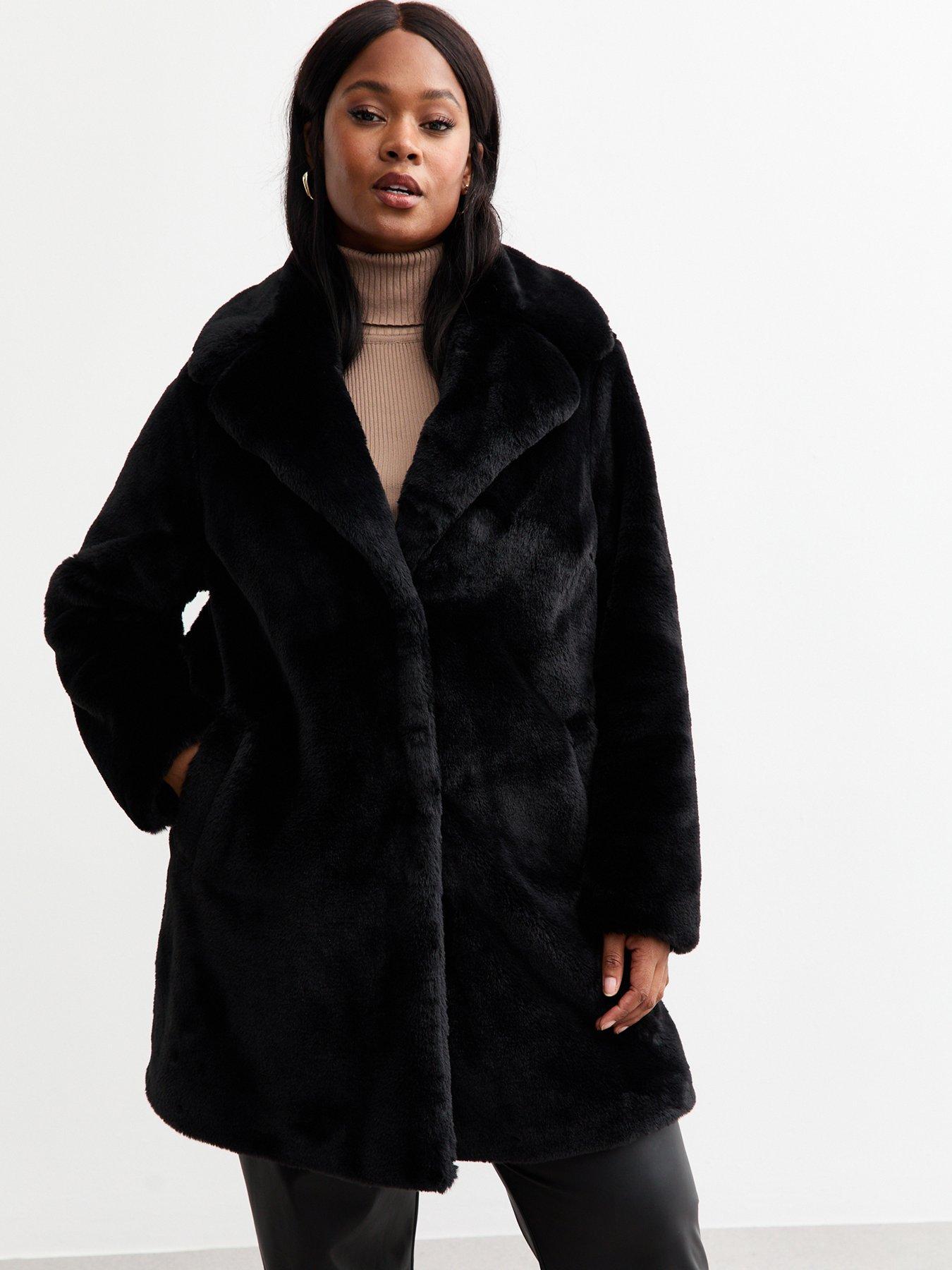 undefined Curves Faux Fur Coat - Black