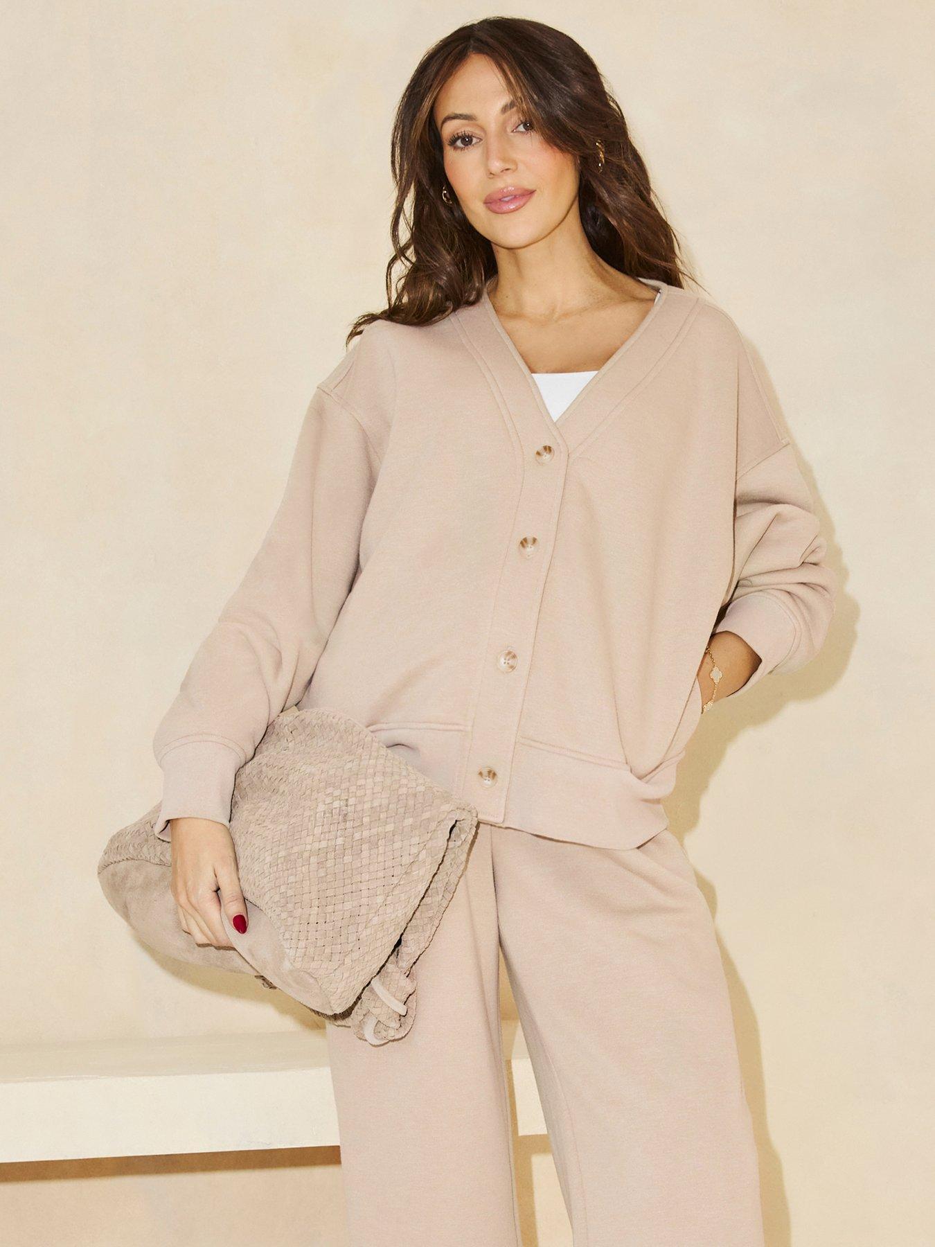 undefined Rib Button Through Jacket - Beige