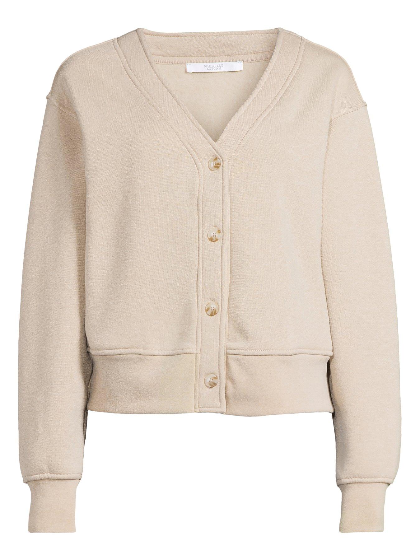 Image 3 of 4 of Michelle Keegan Rib Button Through Jacket - Beige