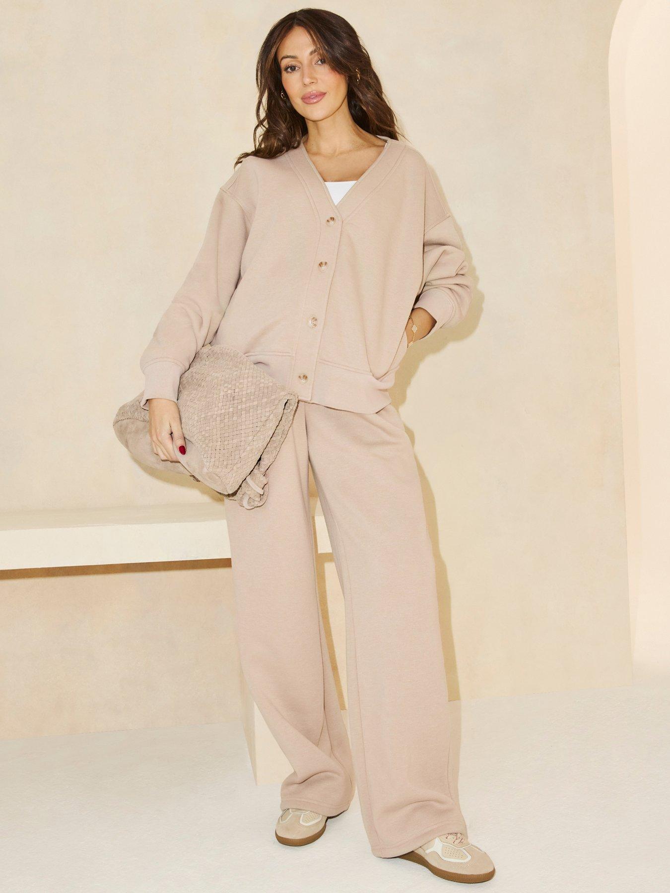 undefined Jersey Straight Leg Jogger - Beige