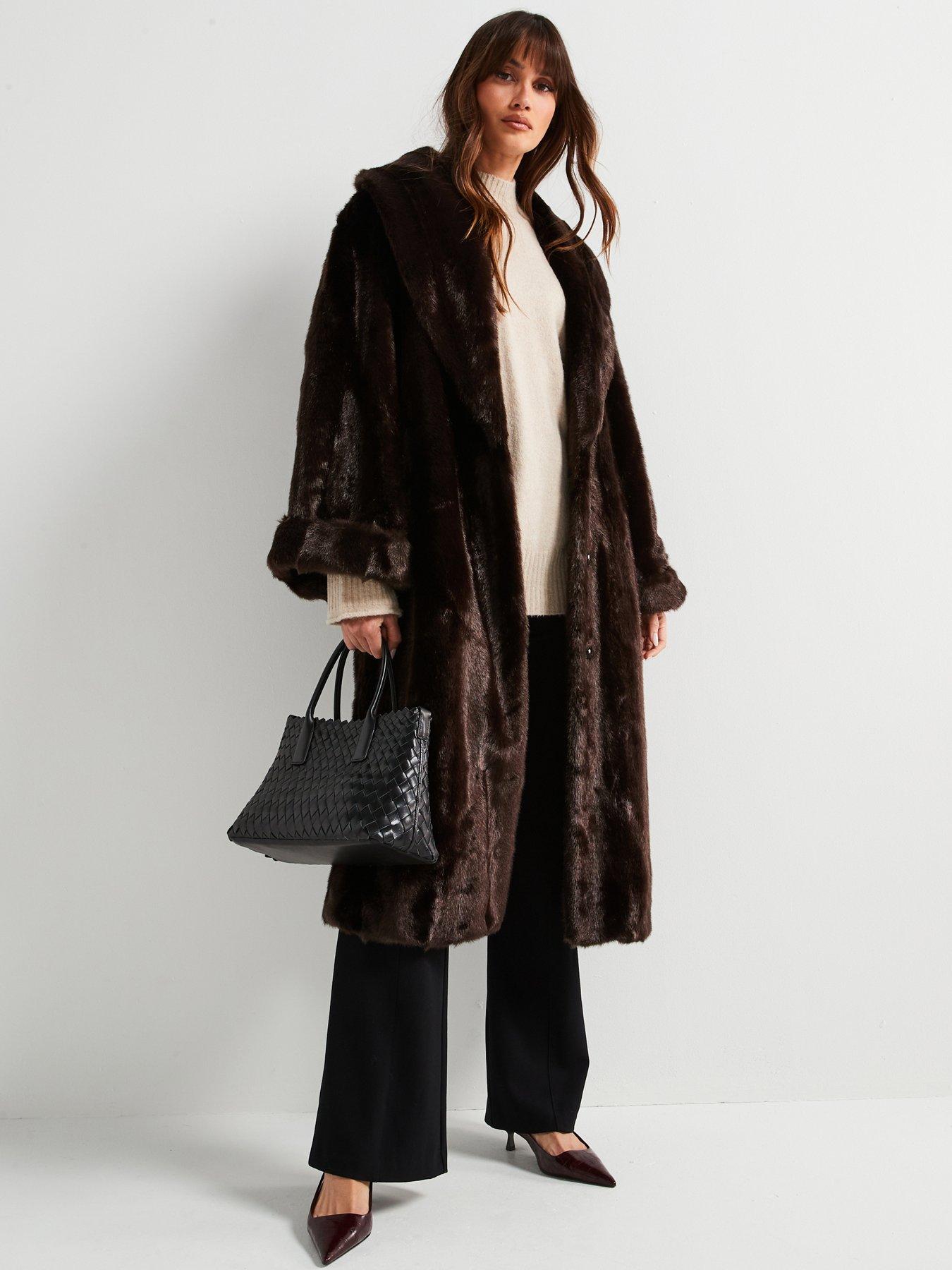 undefined Castello Chocolate Faux Fur Coat - Dark Brown