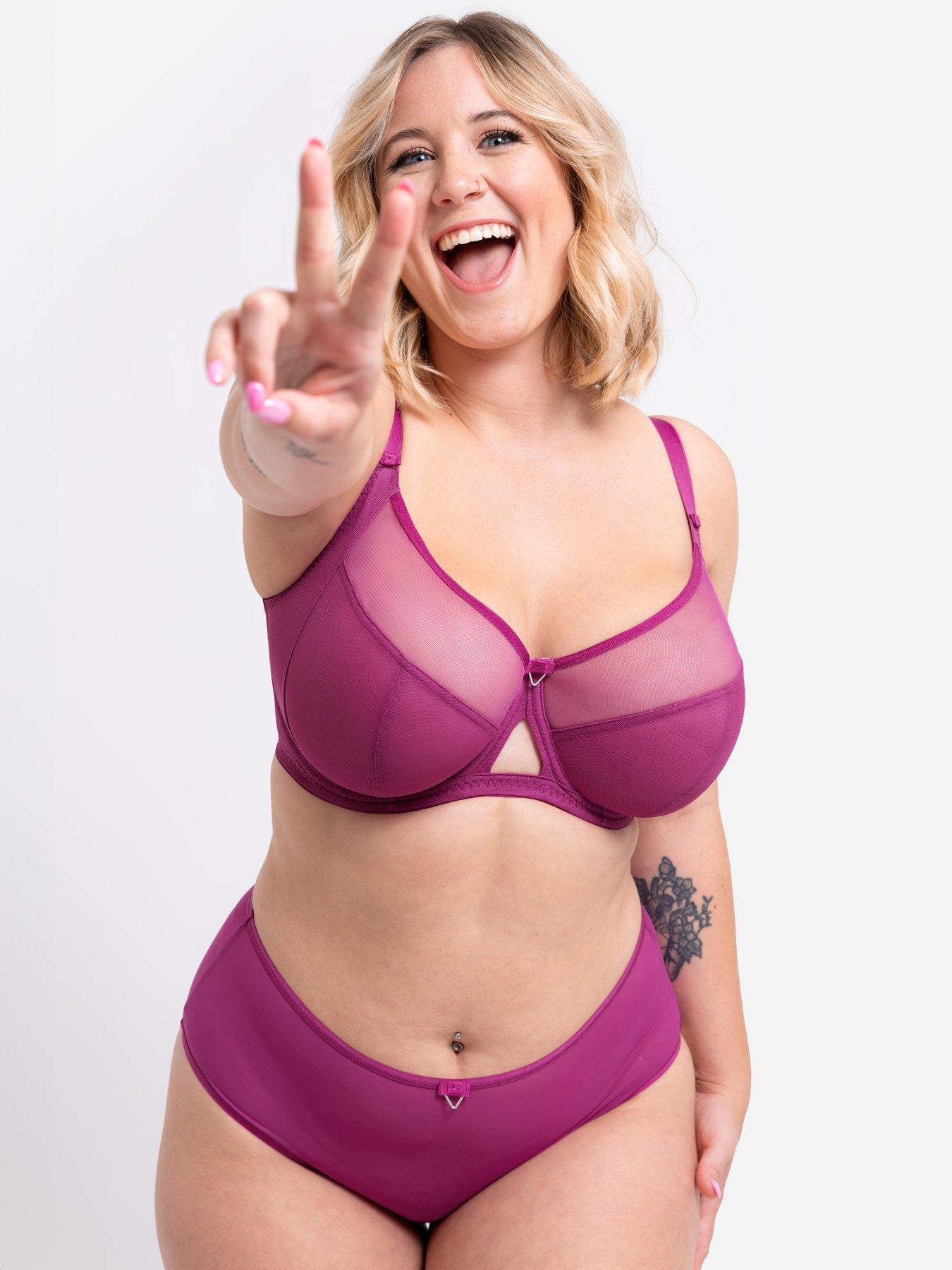 Curvy Kate Victory Non-padded Underwired 4-part Cup Balcony Bra, Purple, Size 32F, Women