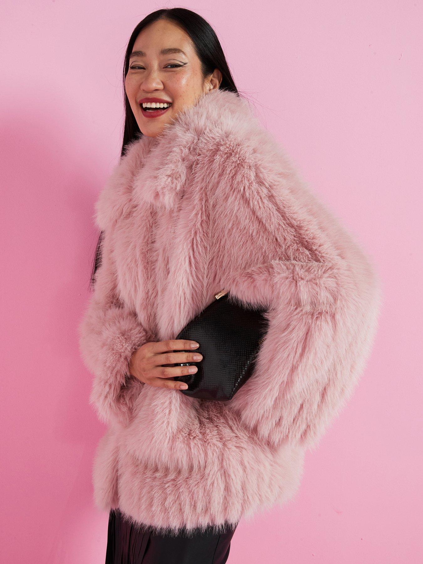 Jakke Rosemary Pelted Faux Fur Coat Pink