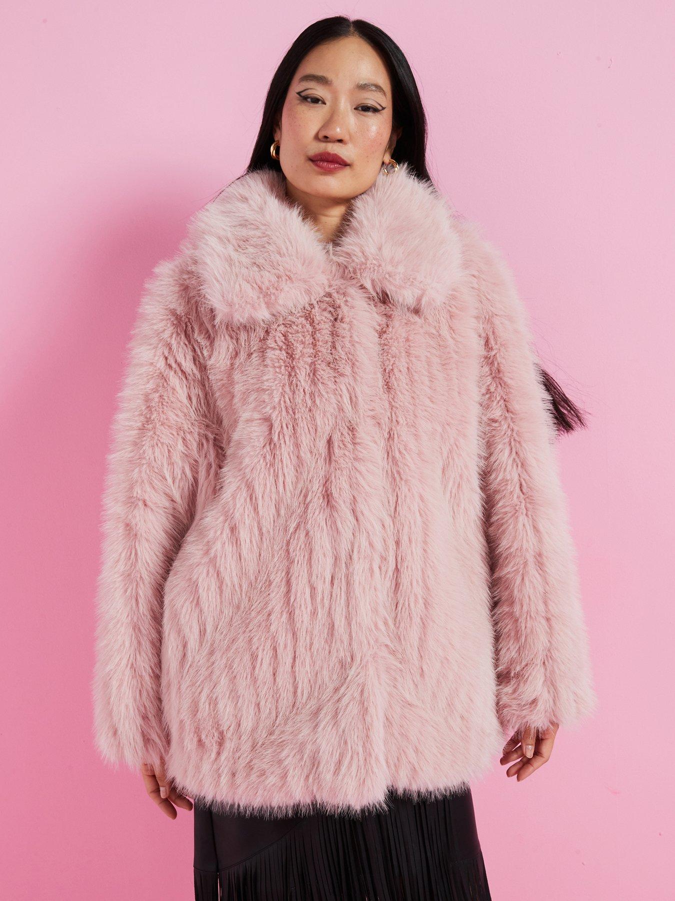 Michael kors pink faux fur coat online