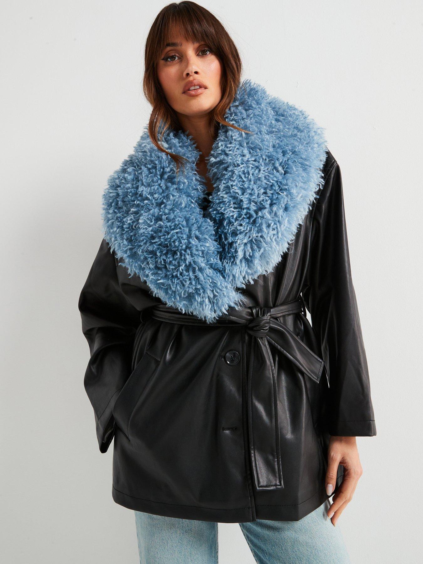 undefined Agatha Coat And Blue Faux Fur Coat - Black