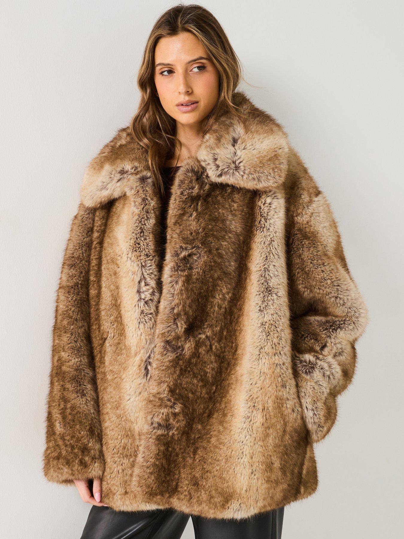 undefined Rosemary Coat Fox Faux Fur Coat - Brown