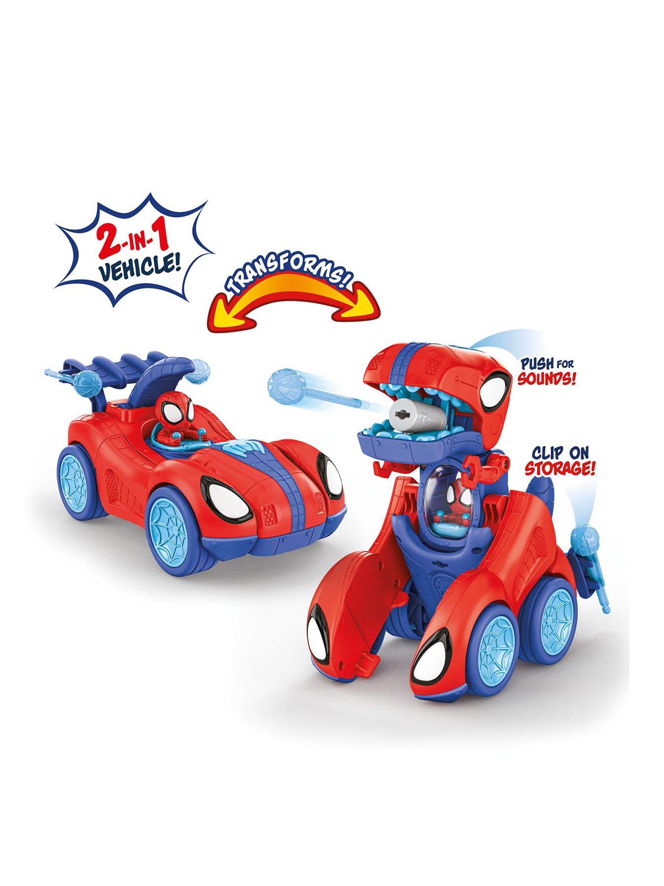 undefined MARVEL Spidey and His Amazing Friends Spidey-Rex Racer - 8-Inch Vehicle with Sounds that Transforms from Vehicle Into Dinosaur