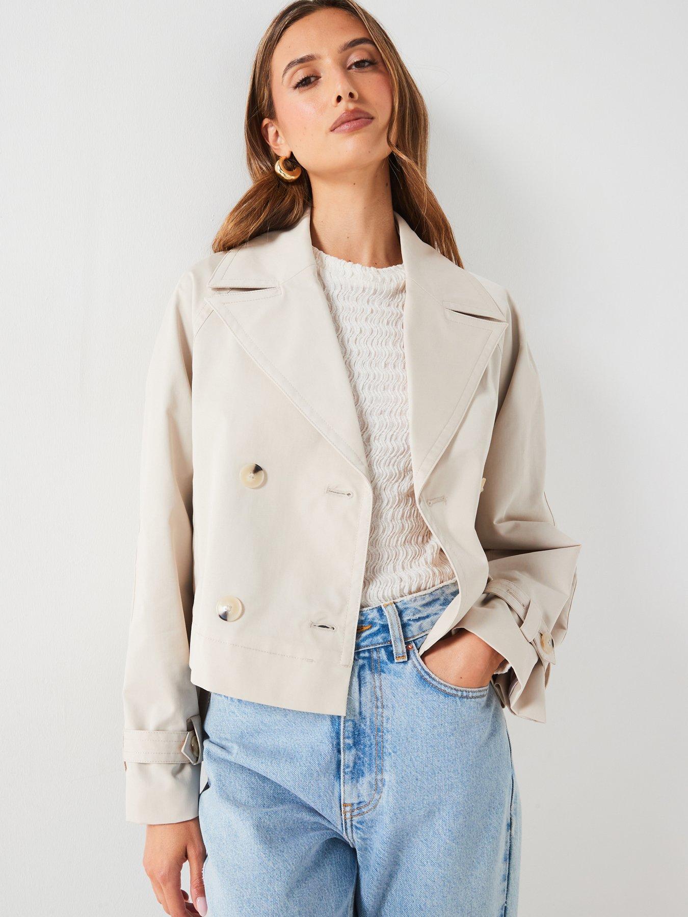 undefined Cropped Trench Jacket - Beige