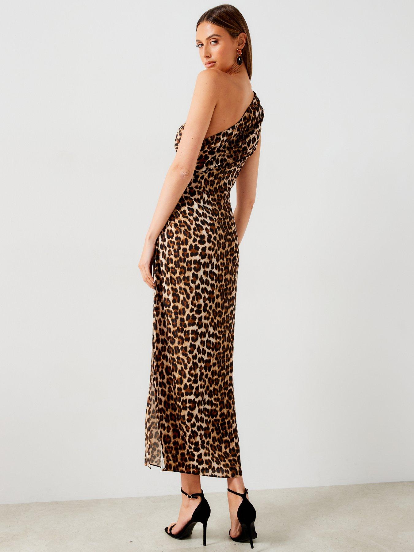 open lace back dress Long One Shoulder Leopard Print Prom Dresses Custom Color / US4 main image 0