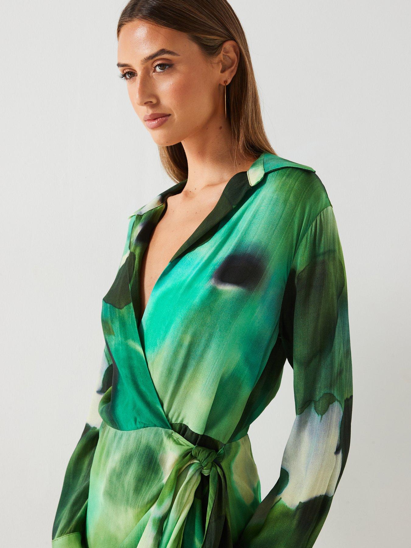 Printed  Mini Dress - Green