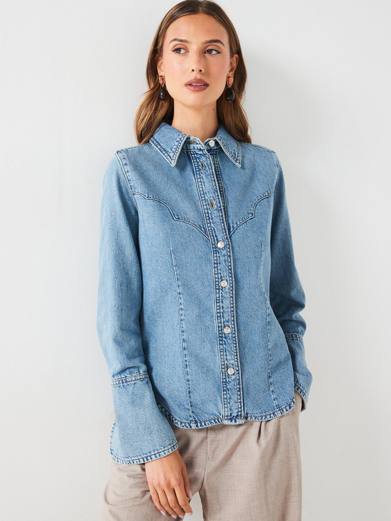 undefined Western Denim Shirt - Blue