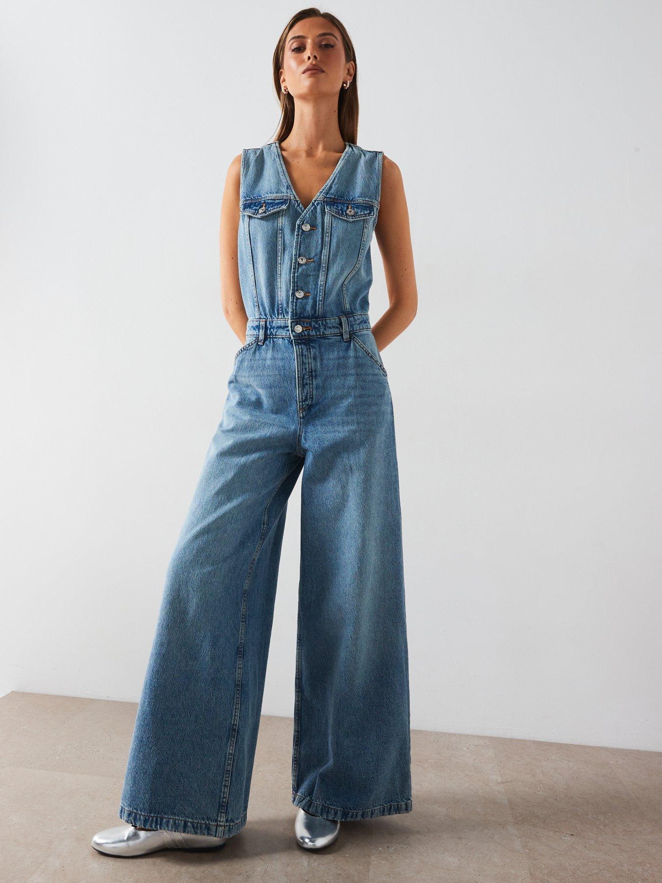 Mango jumpsuit blue clearance