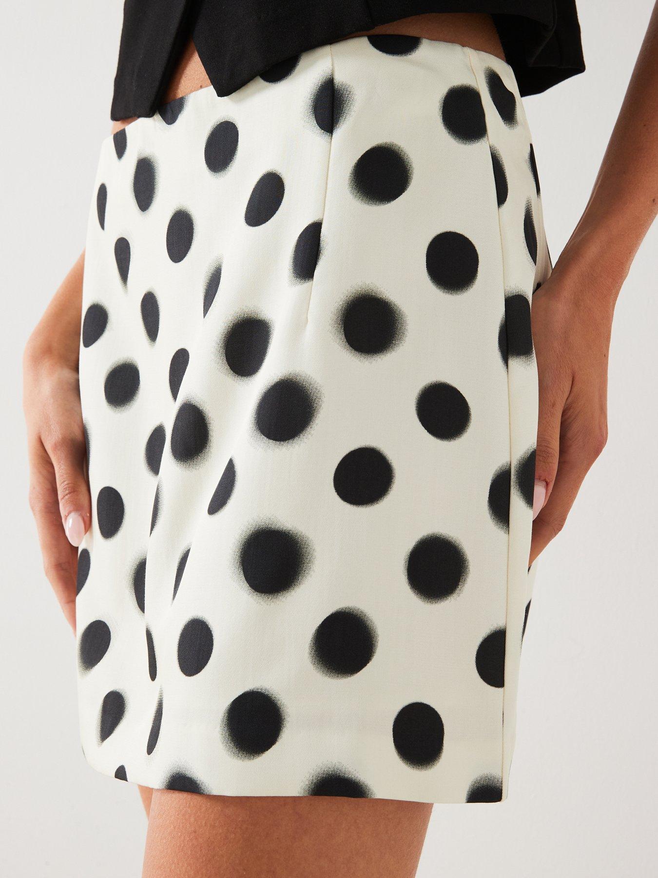 Mango Polka Dot Mini Skirt Cream
