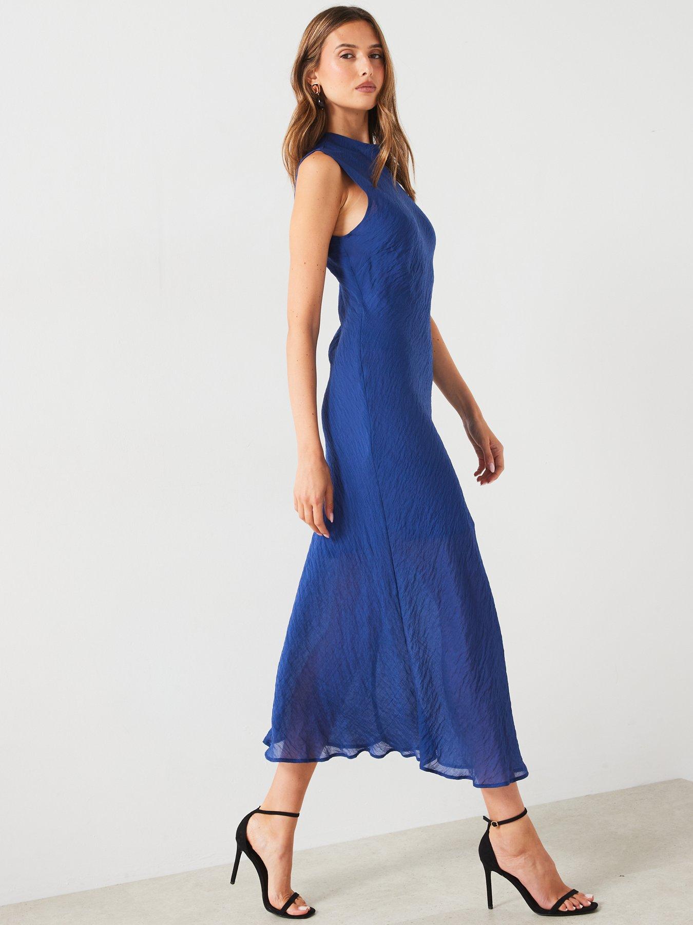 Mango High Neck Midi Dress - Blue | Very