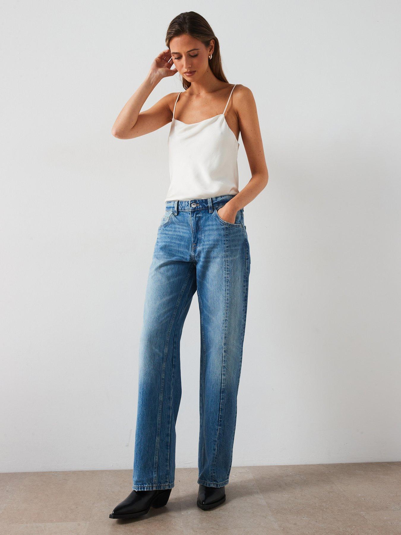 undefined Seam Detail Straight Jeans